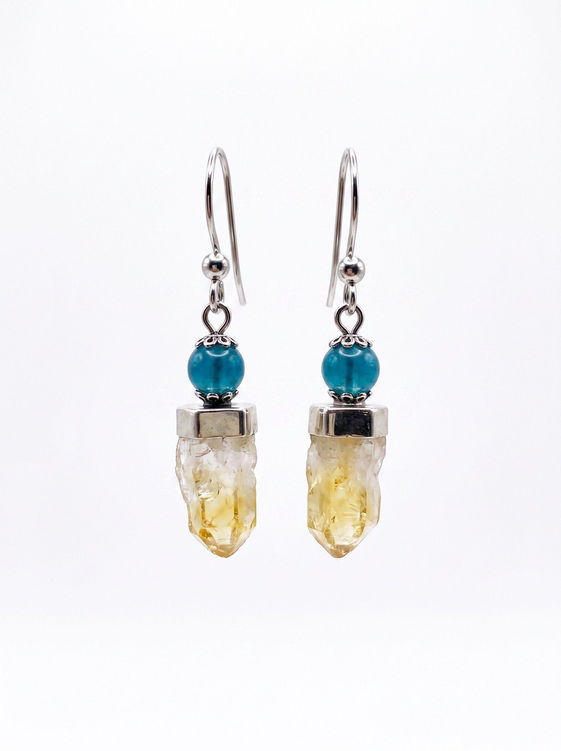 ACCESORIO DE JOYERIA AROS DE CITRINO EN BRUTO CON CRISOCOLA-0