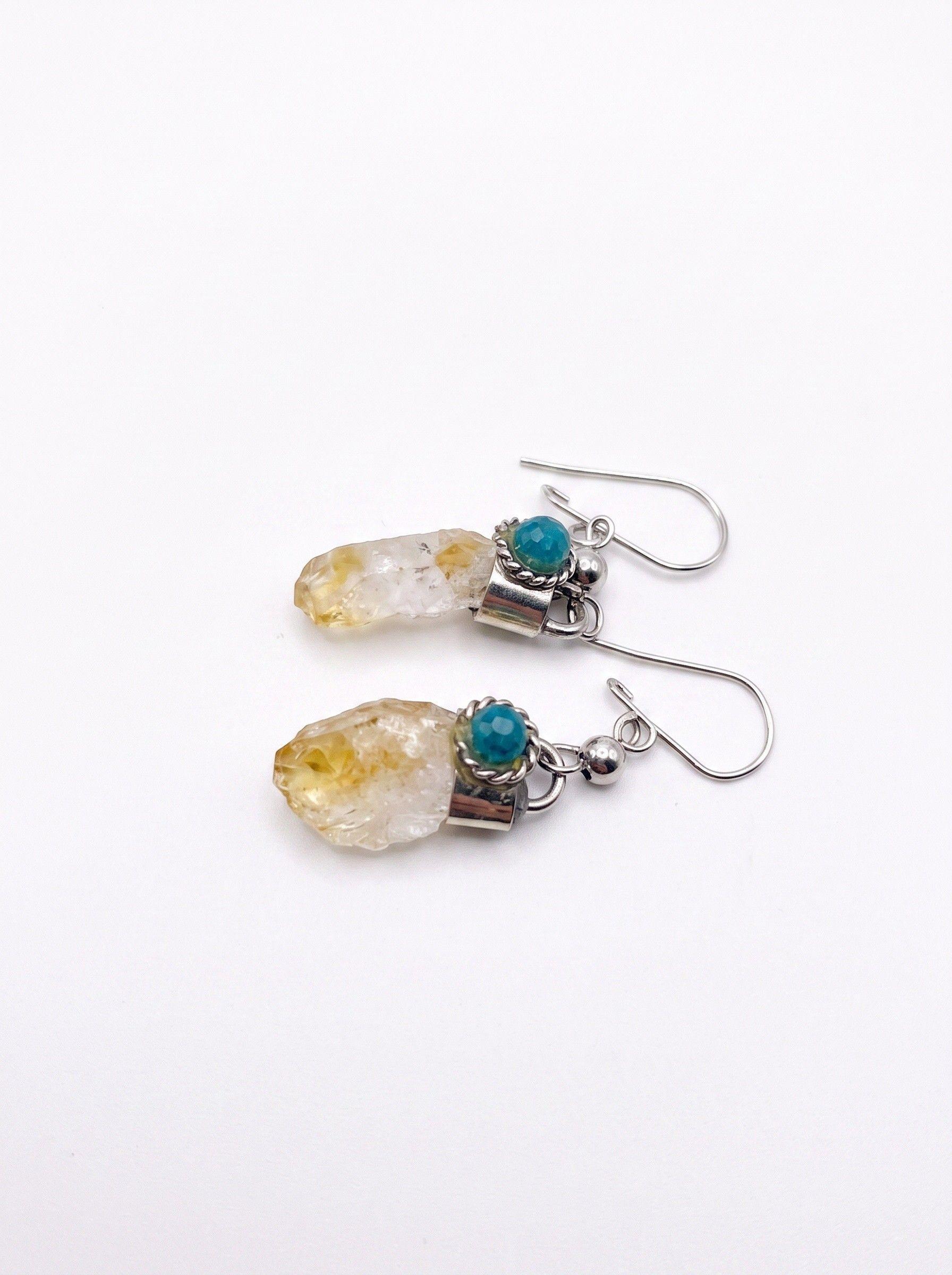 ACCESORIO DE JOYERIA AROS DE CITRINO EN BRUTO CON CRISOCOLA-2