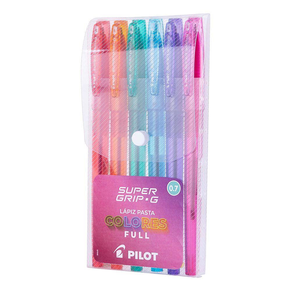 Set 6 Lápices Pasta Super Grip G 0.7mm Full Color Pilot-0
