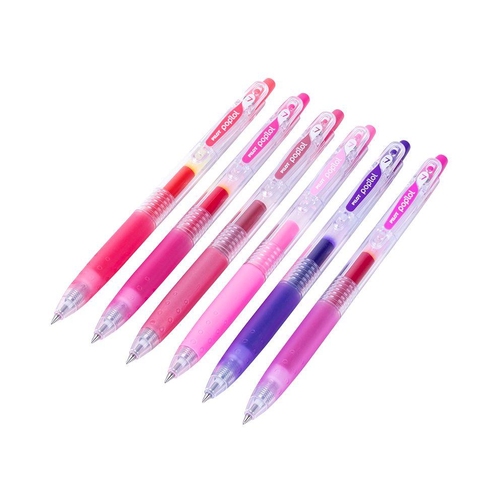 Set 6 Lápices Gel Poplol 0.7mm Rosados Pilot-0