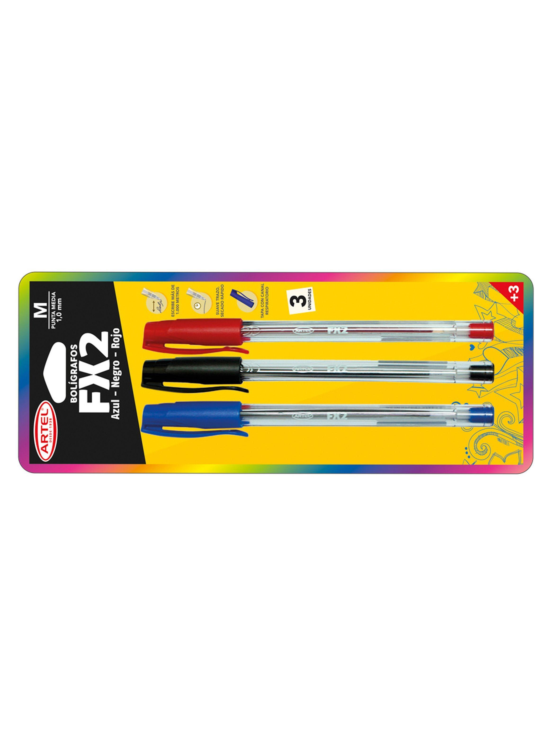 Set 3 Bolígrafos Fx2 1.0mm (azul, rojo, negro) Artel-1
