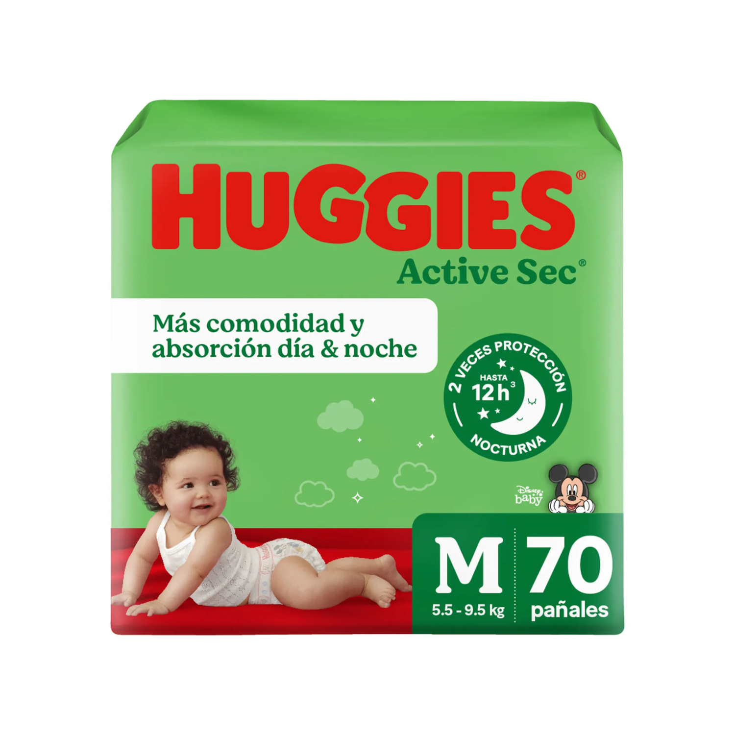 HUGGIES ACTIVE SEC TALLA M POR 70 PAÑALES -0