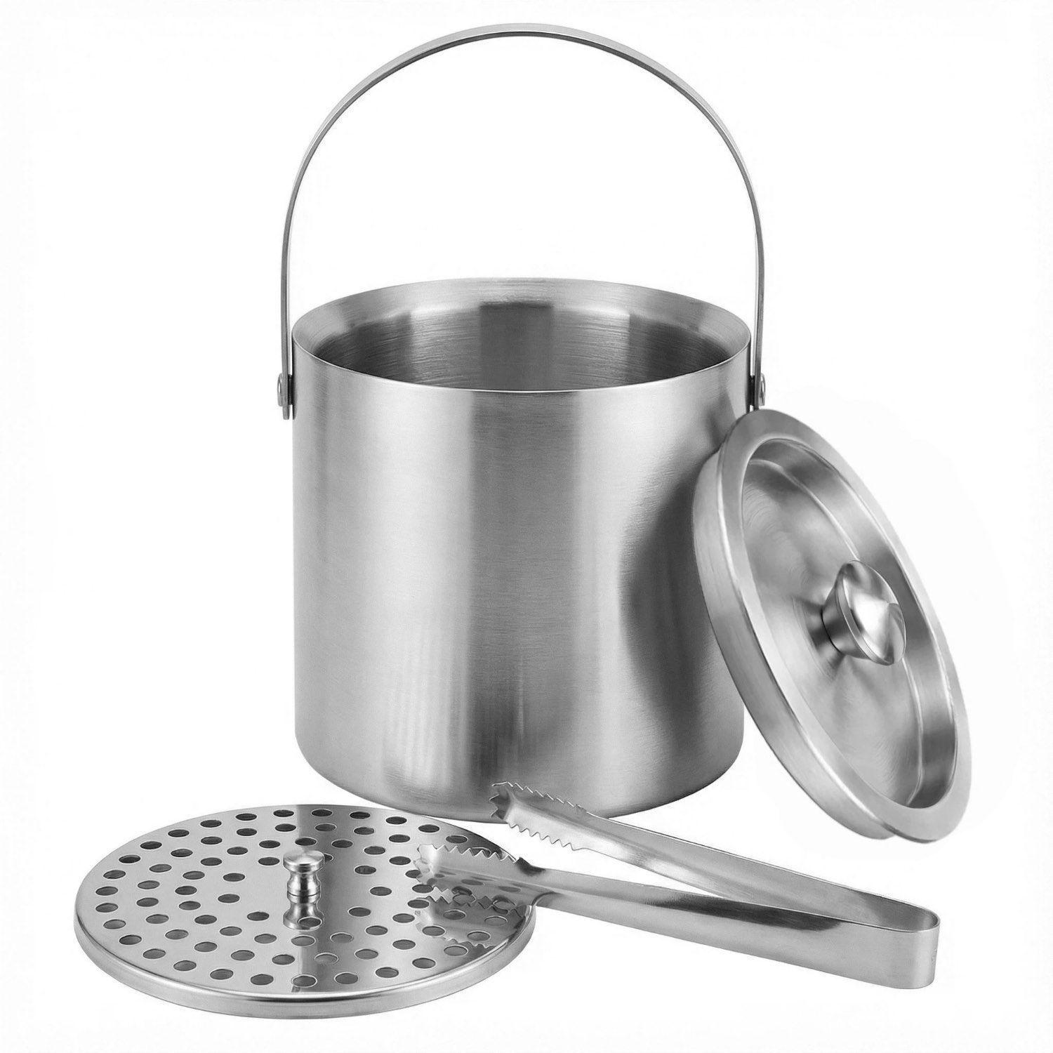 HIELERA ACERO INOXIDABLE TERMICA CON TAPA Y PINZAS 3000 ML-3