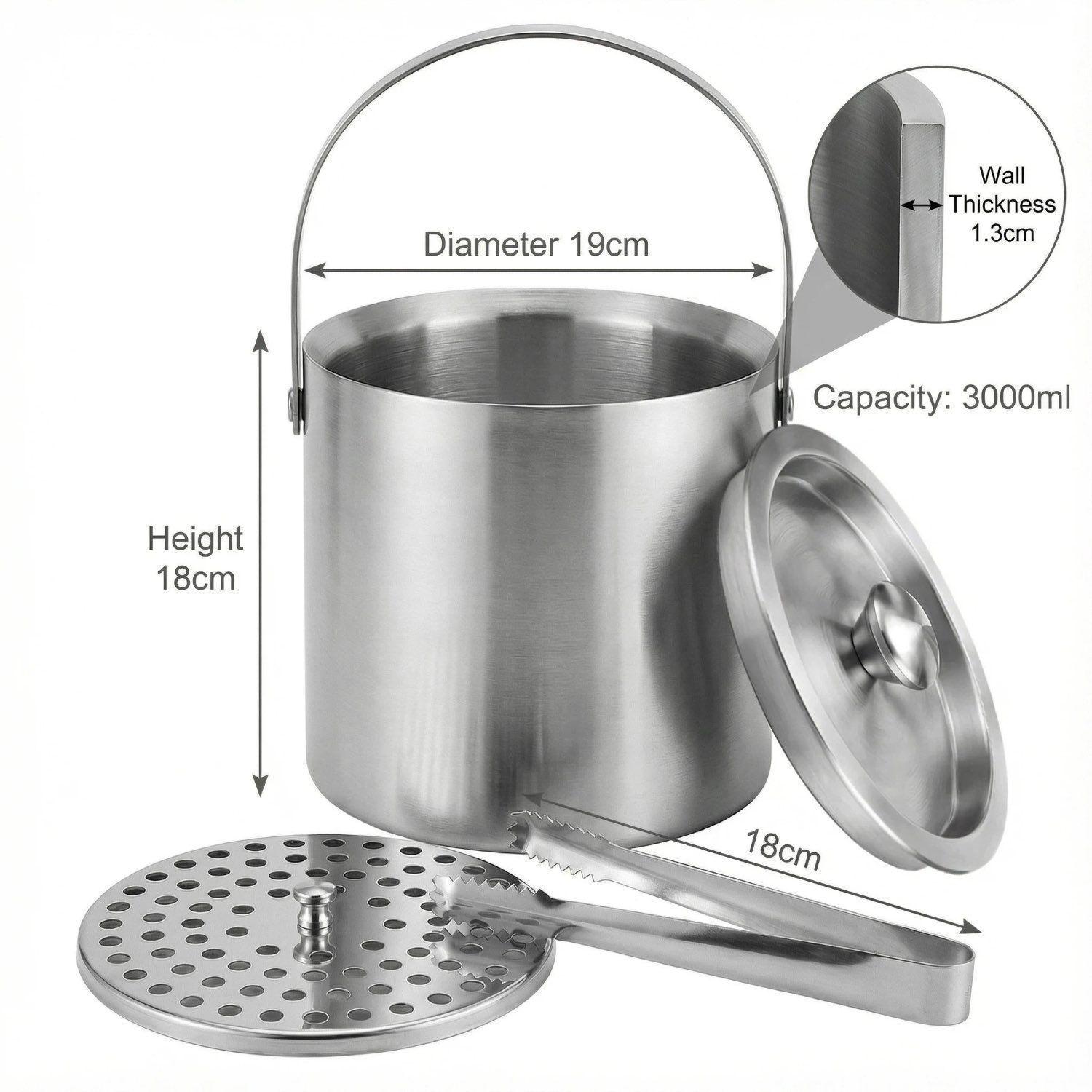 HIELERA ACERO INOXIDABLE TERMICA CON TAPA Y PINZAS 3000 ML-4