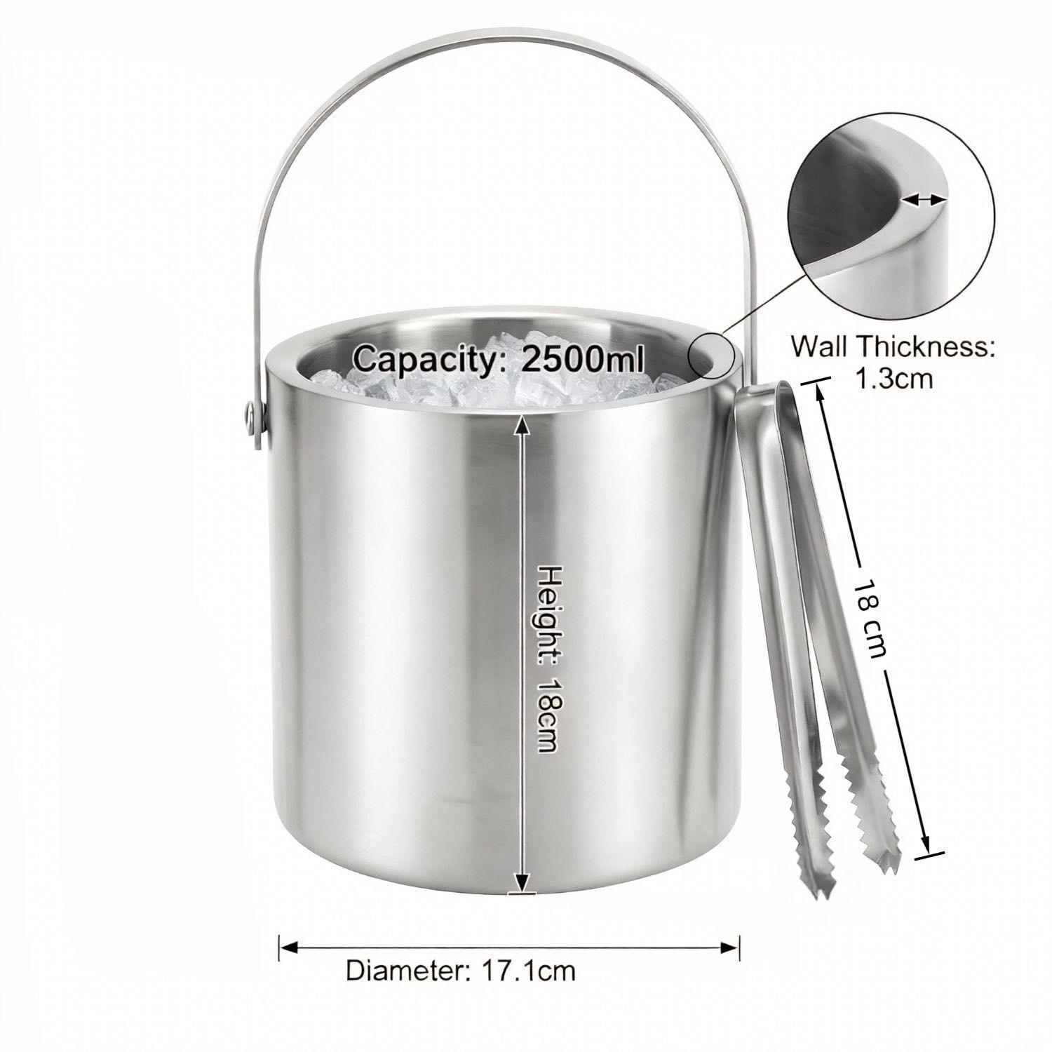 HIELERA ACERO INOXIDABLE TERMICA CON TAPA Y PINZAS 2500 ML-6
