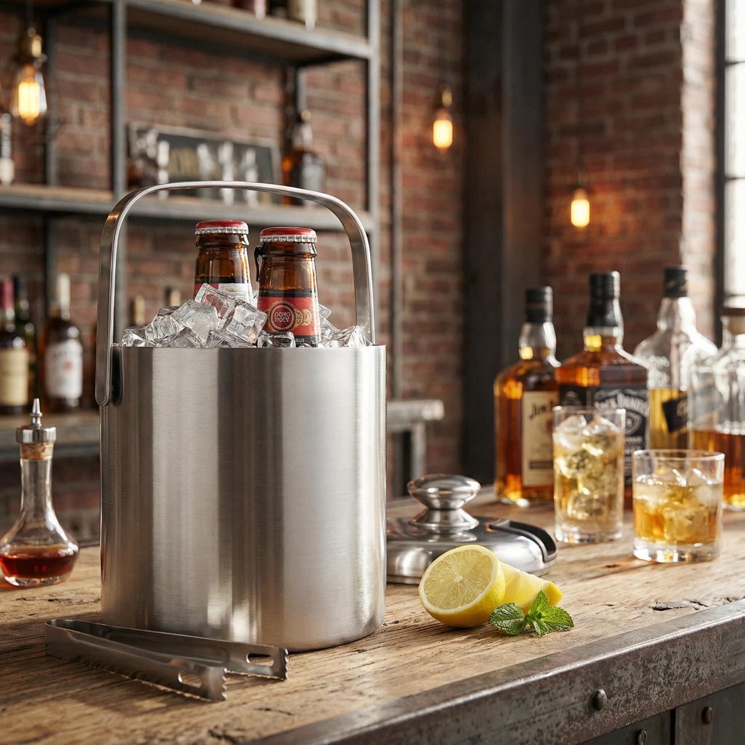 HIELERA ACERO INOXIDABLE TERMICA TAPA CON PINZAS 3000 ML-3