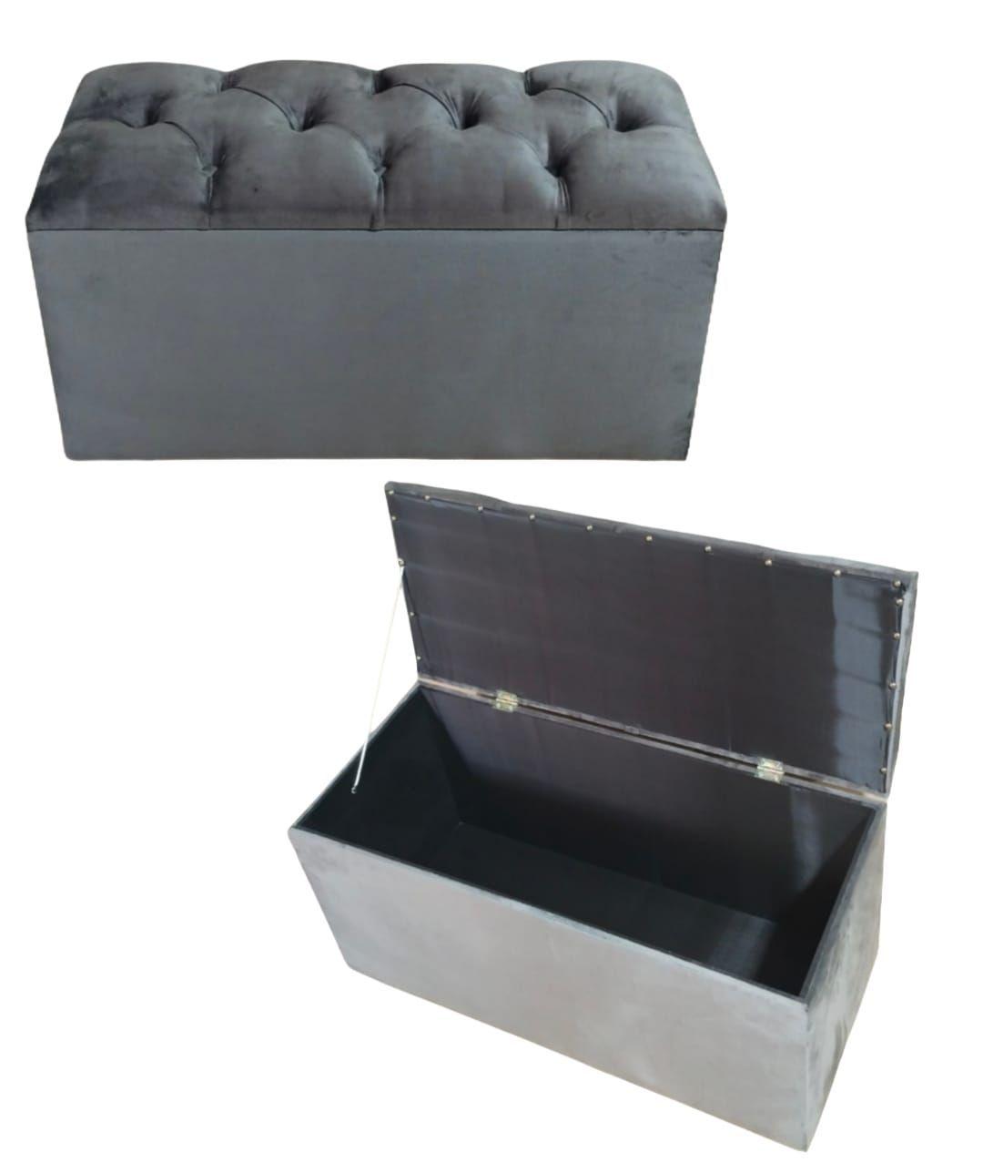 Baúl Banqueta Organizadora Tapizado en Felpa – Con Asiento Acolchado-1