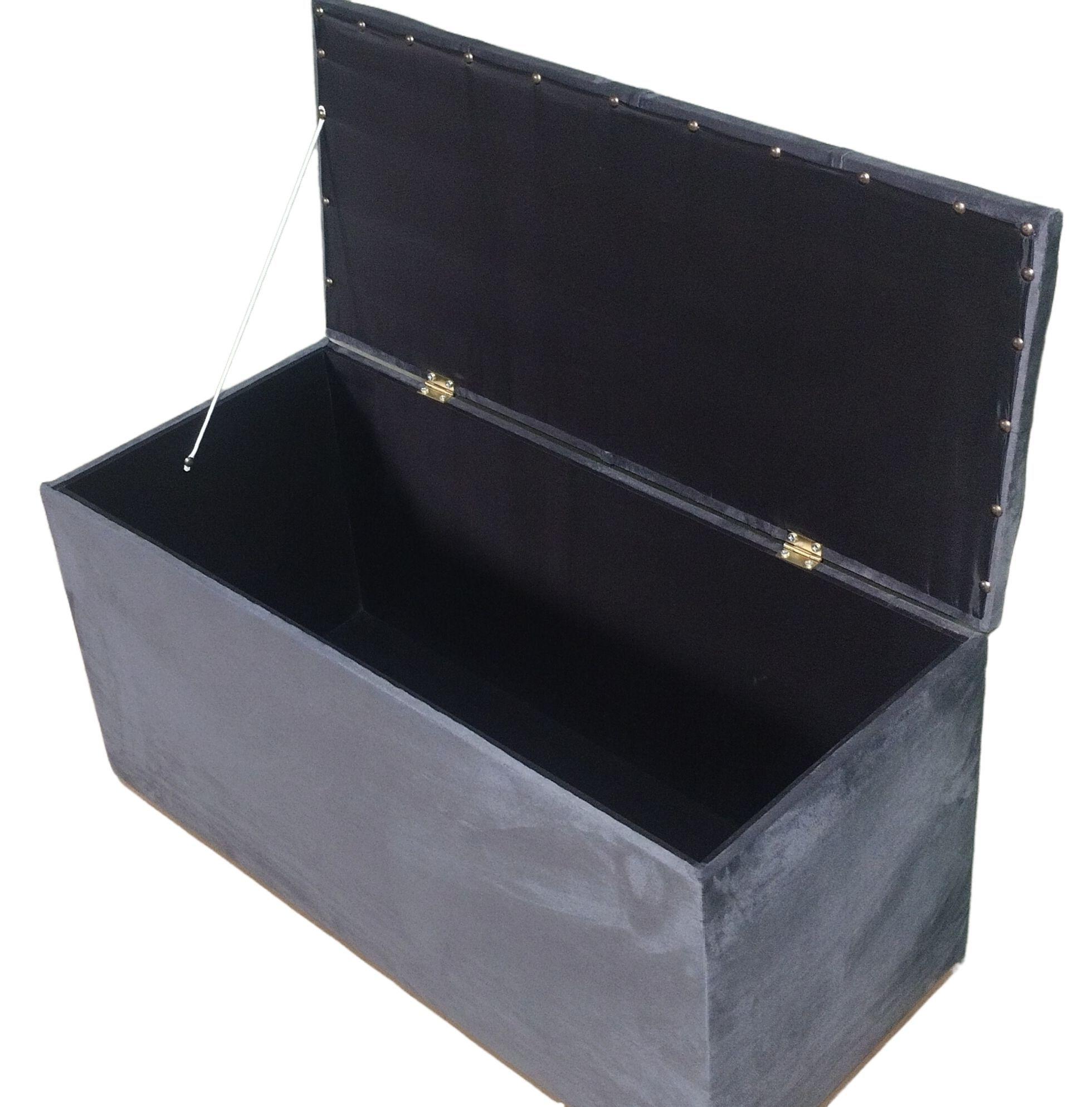 Baúl Banqueta Organizadora Tapizado en Felpa – Con Asiento Acolchado-3