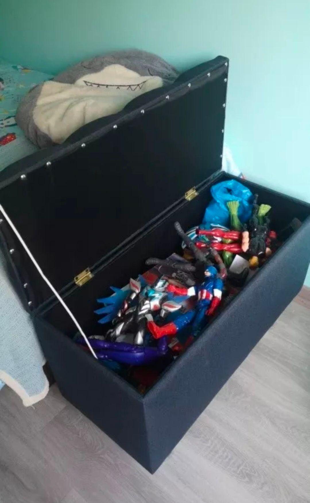 Baúl Banqueta Organizadora Tapizado en Felpa – Con Asiento Acolchado-4