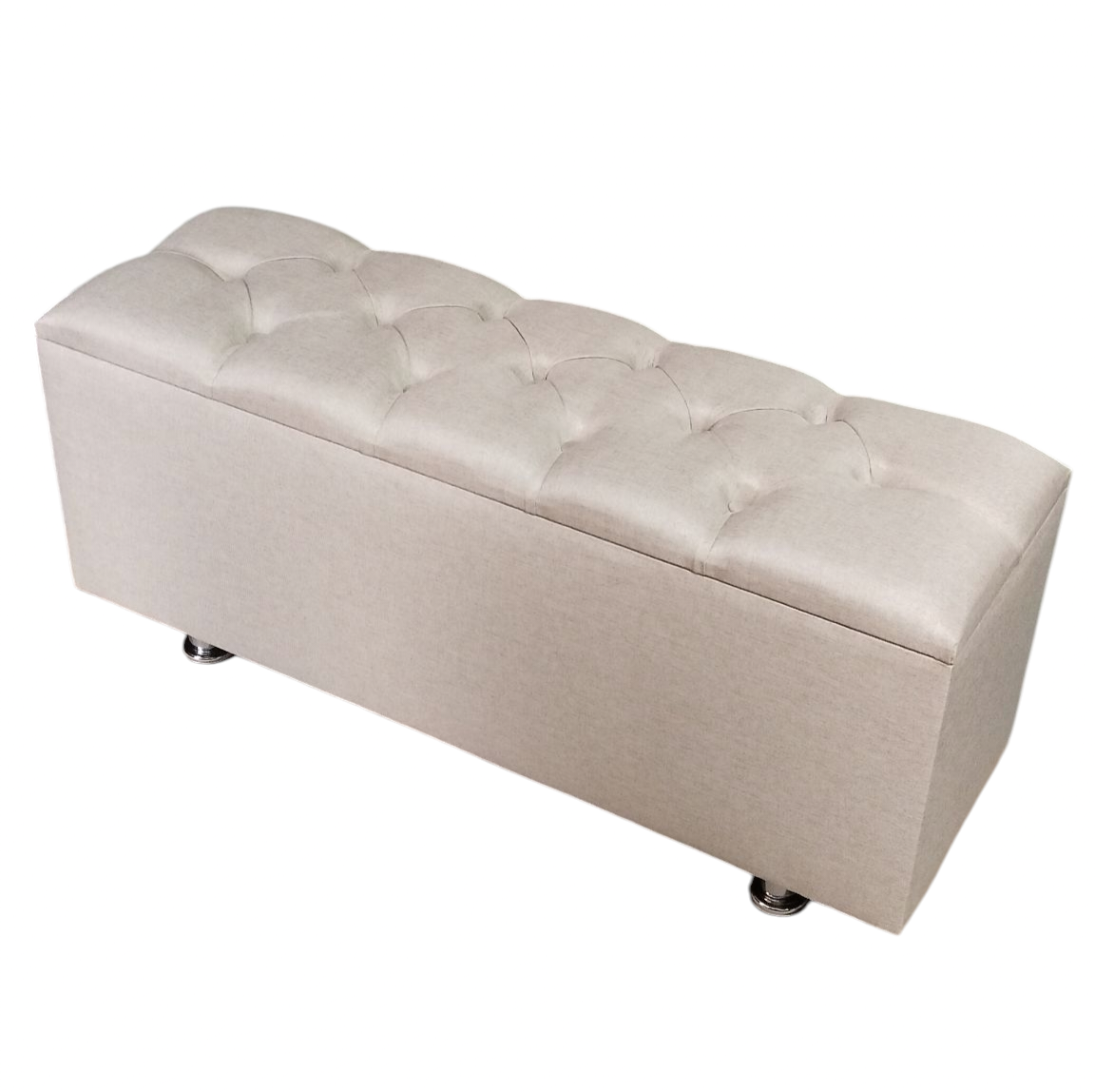Banqueta Baúl Tapizada en Felpa Beige, Moderna, Resistente y con Gran Almacenamiento, cama, living-2