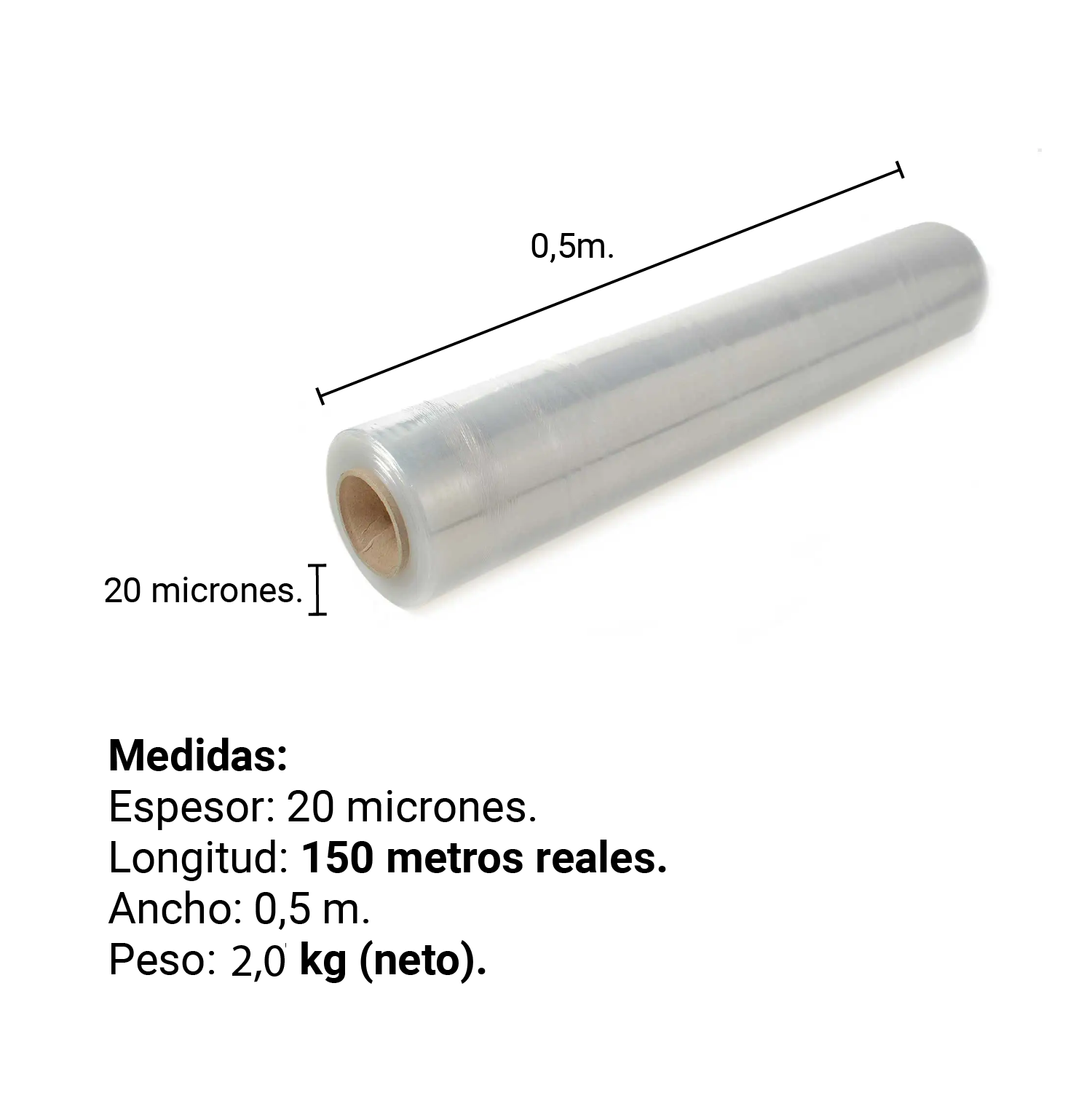 Caja 6 Rollo Film Stretch color transparente de 2,3kg -1