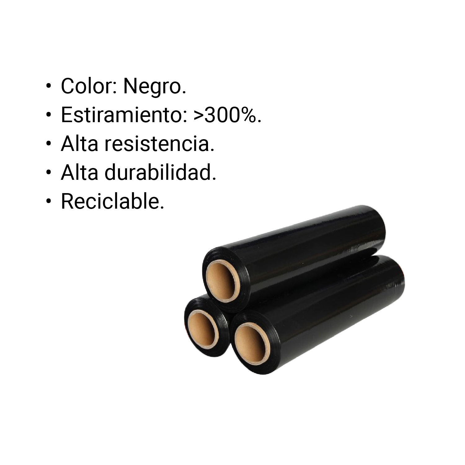 Pack 4 Rollo Film Stretch color negro de 2,3kg -2