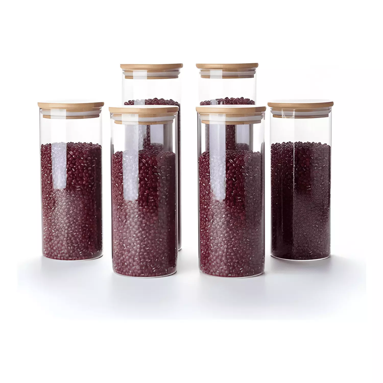 Pack 6 frascos 1000 ml para especias tapa bambú-1