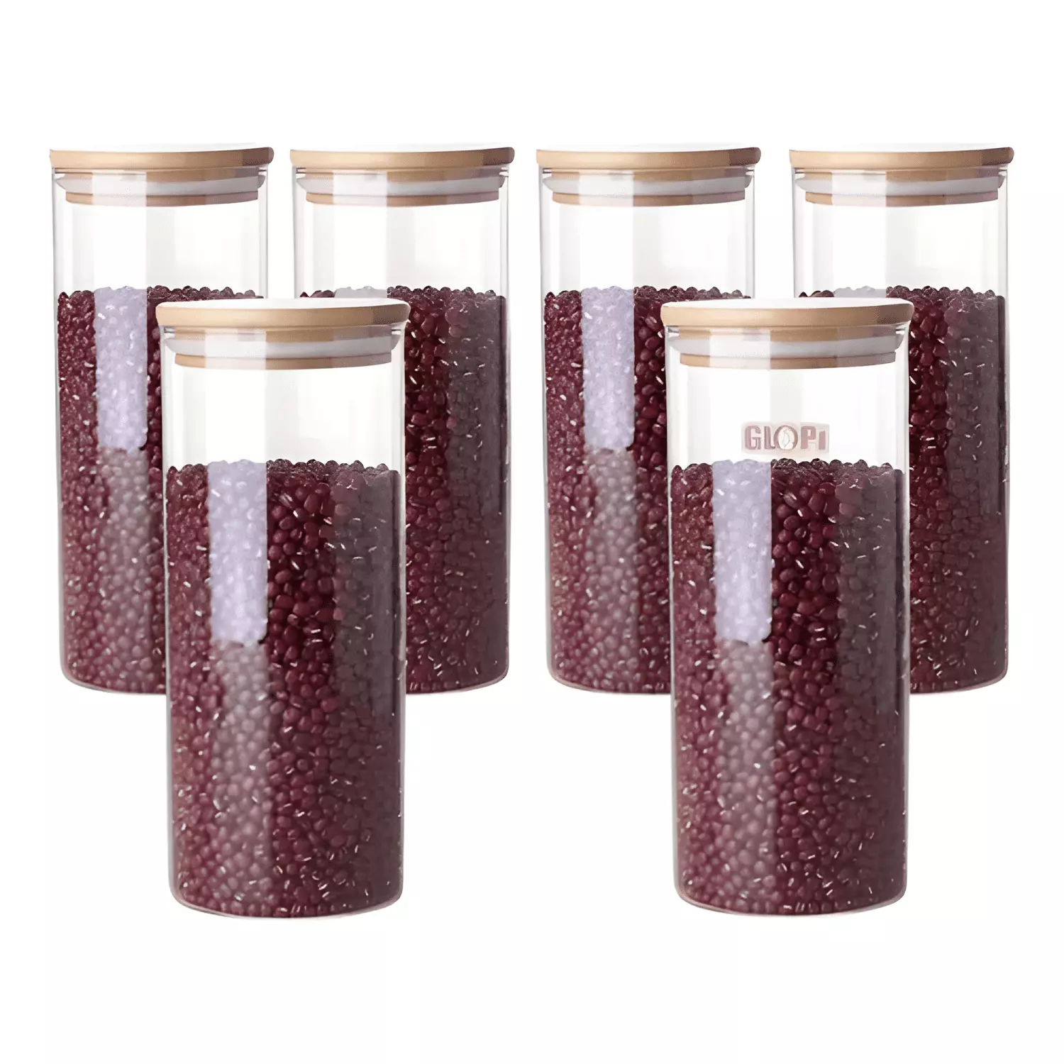 Pack 6 frascos 1000 ml para especias tapa bambú-4