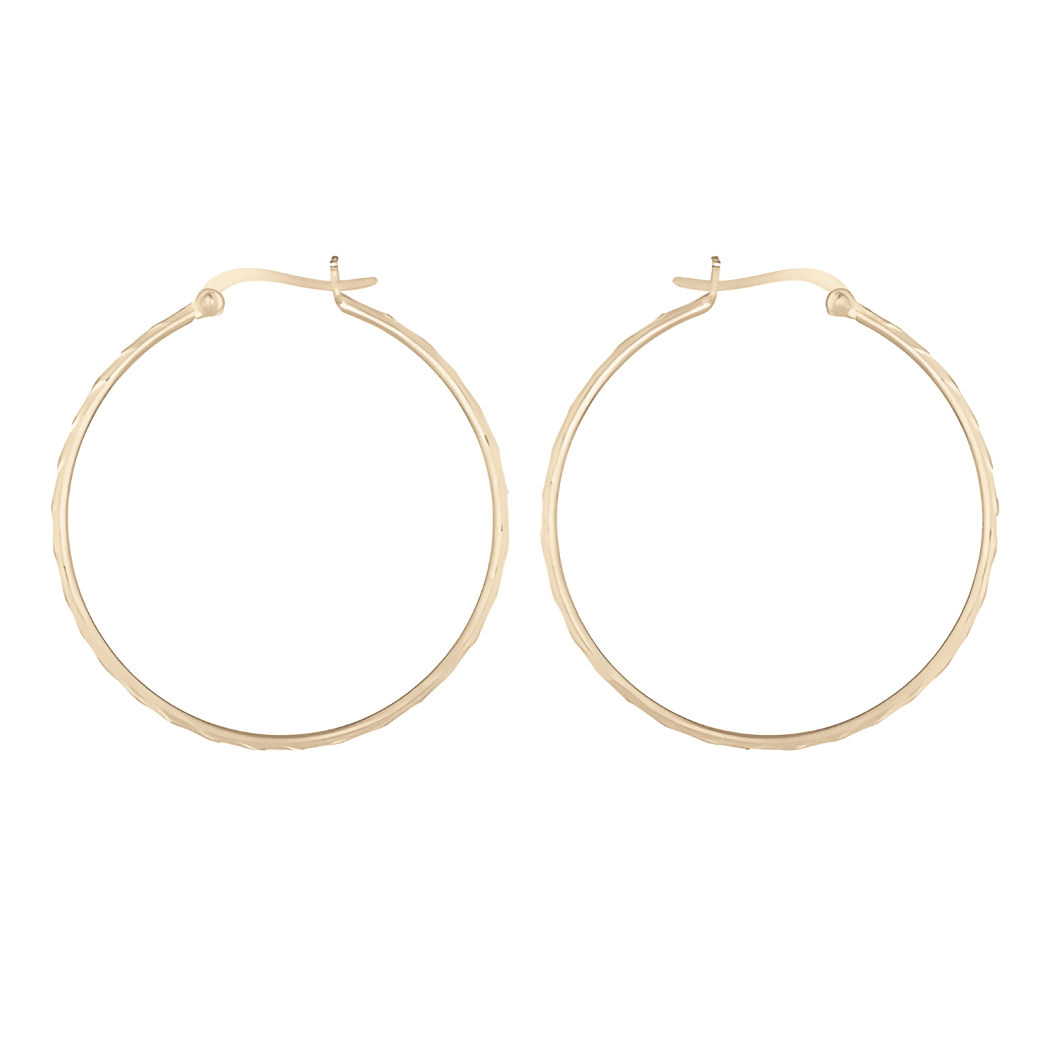Aros Argollas De Plata Baño De Oro Facetadas Dorado #1-0