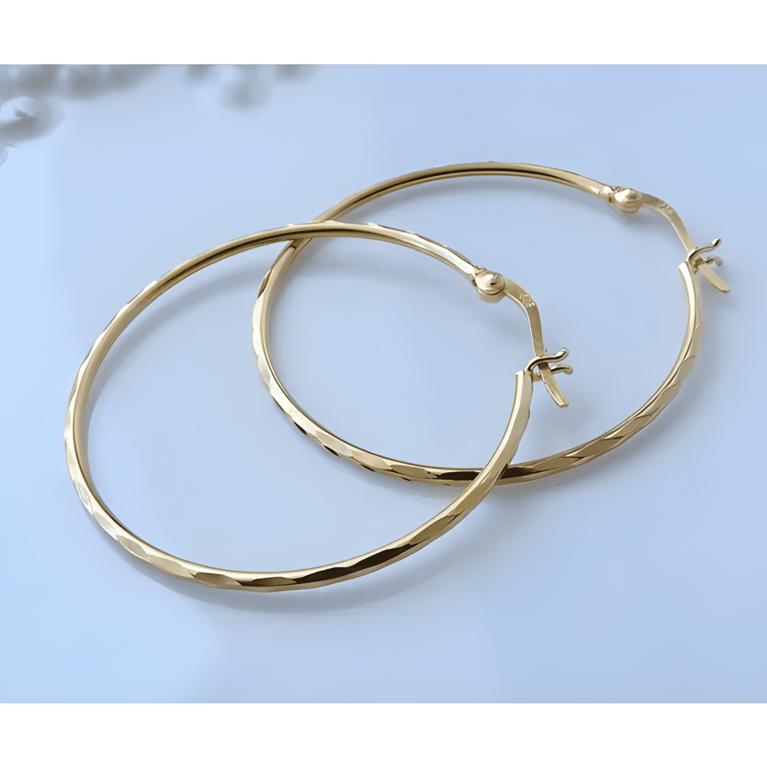 Aros Argollas De Plata Baño De Oro Facetadas Dorado #1-3
