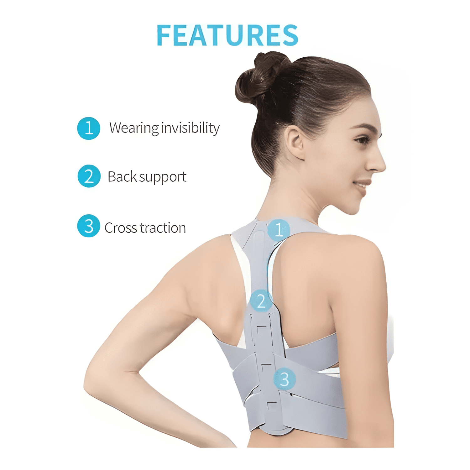 Faja corrector postura soporte espalda lumbar clavícula #3-2