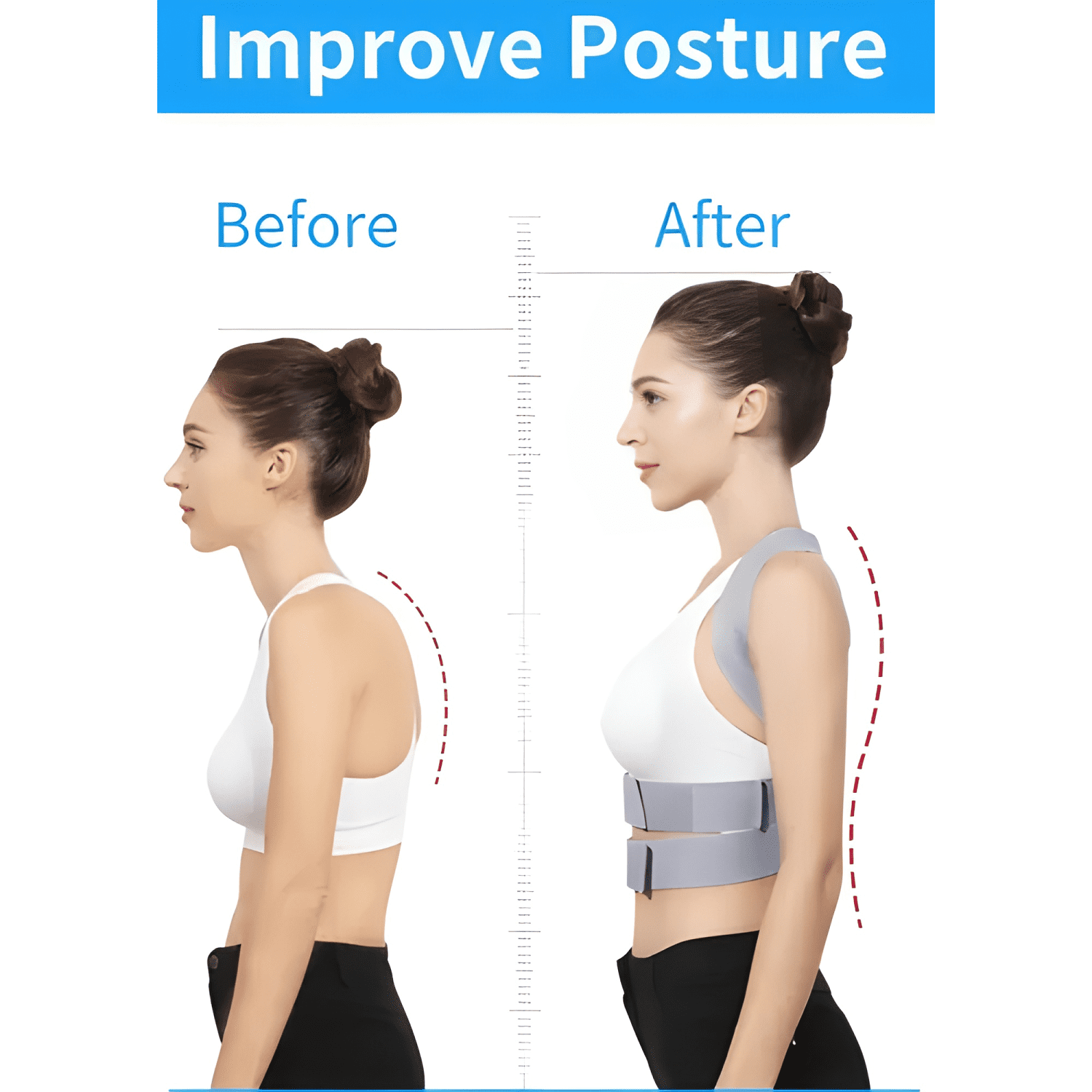 Faja corrector postura soporte espalda lumbar clavícula #3-3