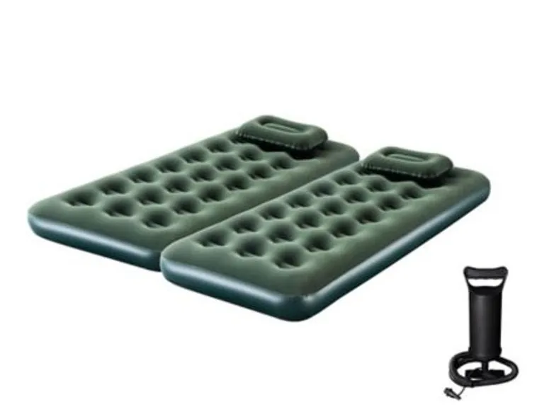 Set 2 Colchón inflable Klimber 14719 color verde hasta 227kg de 76cm x 185cm x 22cm-0