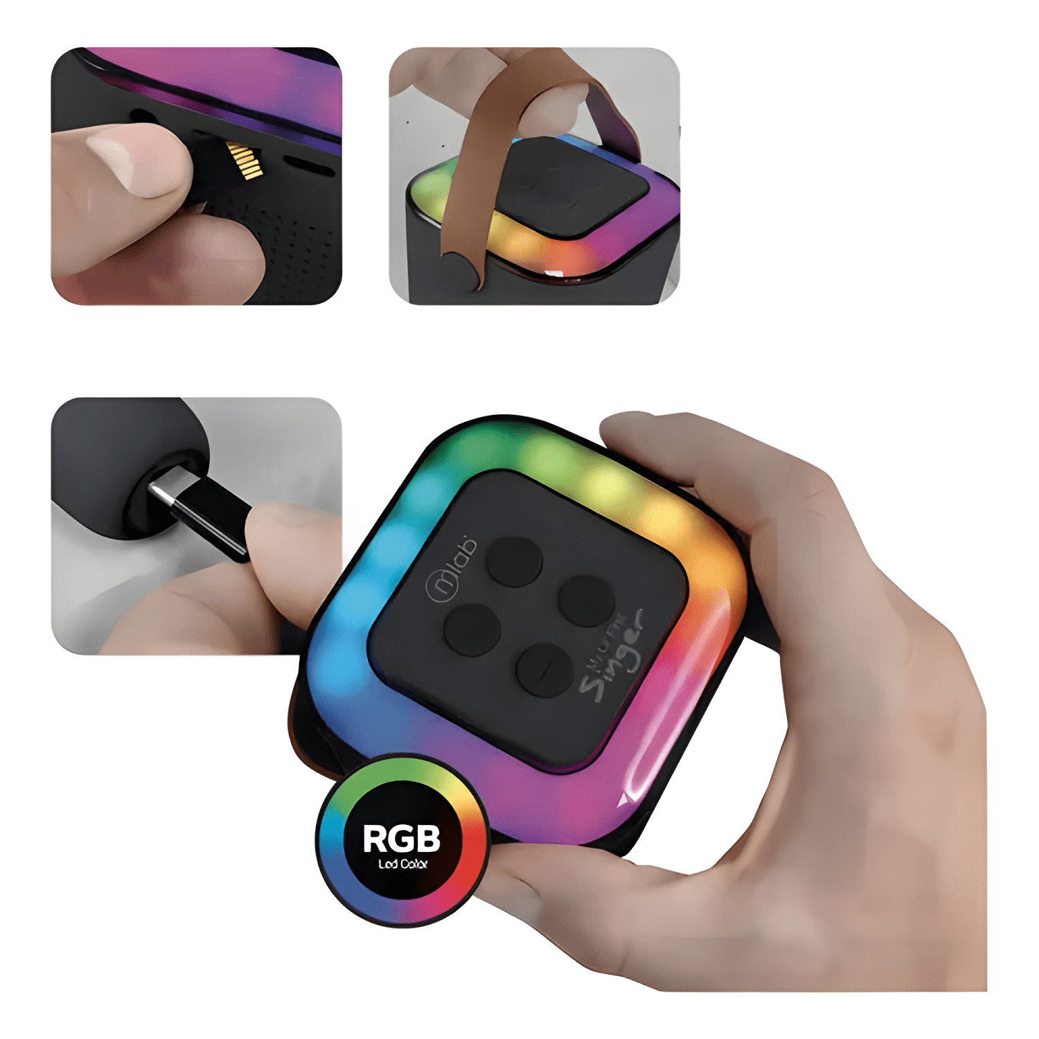 Parlantes karaoke my lil first singer luz rgb Gris oscuro-3