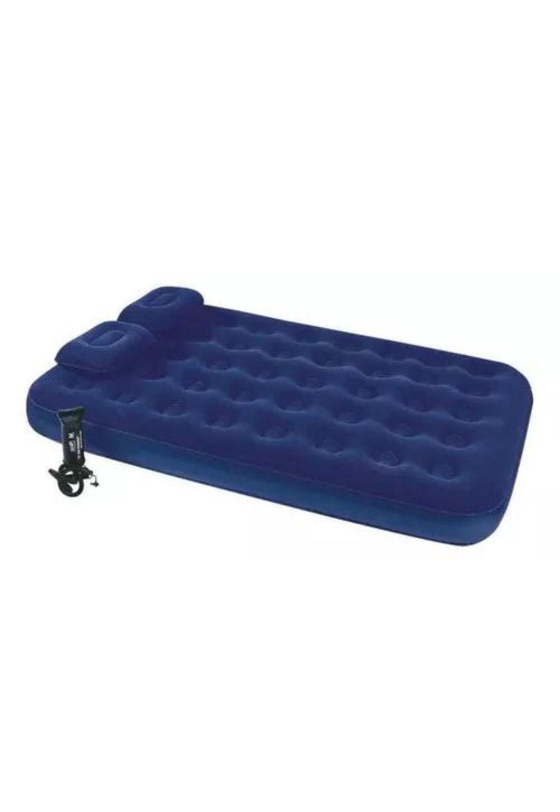 Colchón inflable doble de 2 plazas, + inflador y almohadas, color azul-2