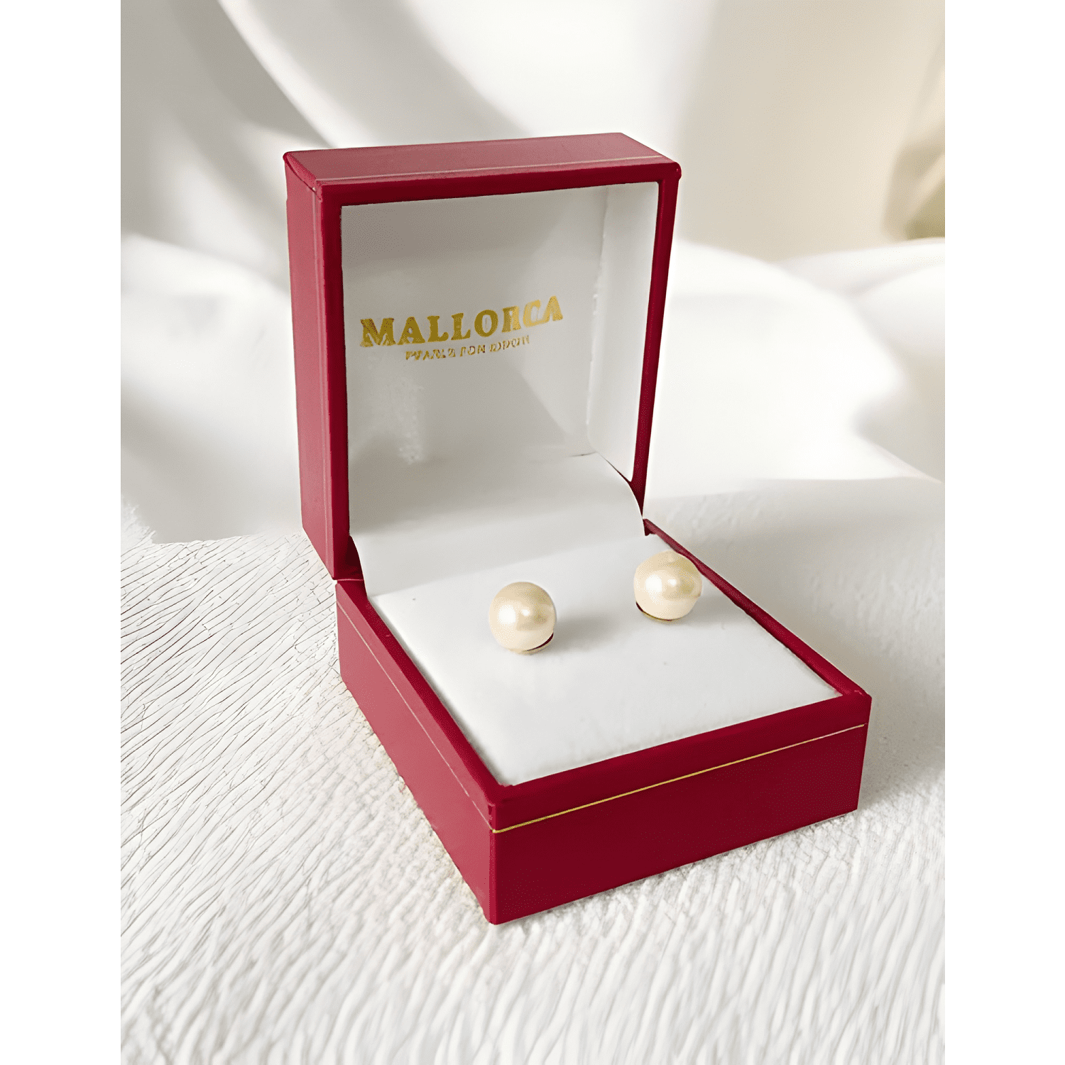 Aros De Perla Mallorca Clasico Base Enchapada En Oro 18k #8-0