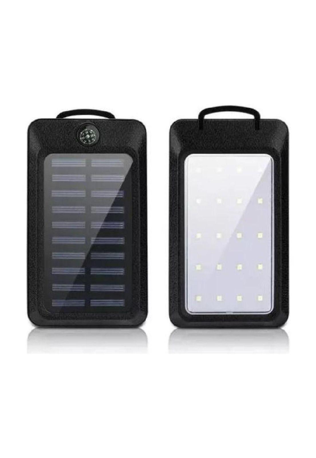 Solar power bank 20,000 mAh, cargador solar impermeable, color negro-2