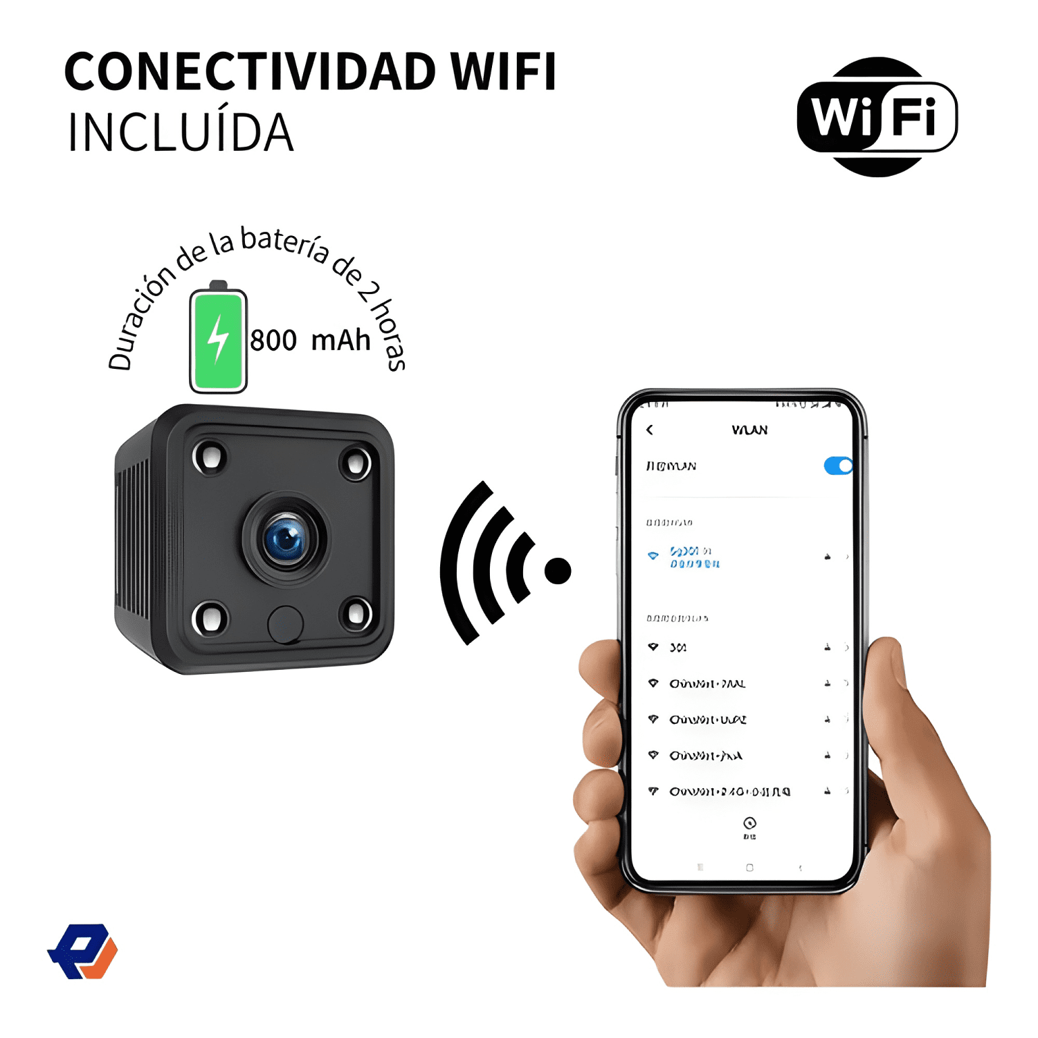 Mini Camara Espia Wifi Hd 1080p Recargable Vision Negro-4