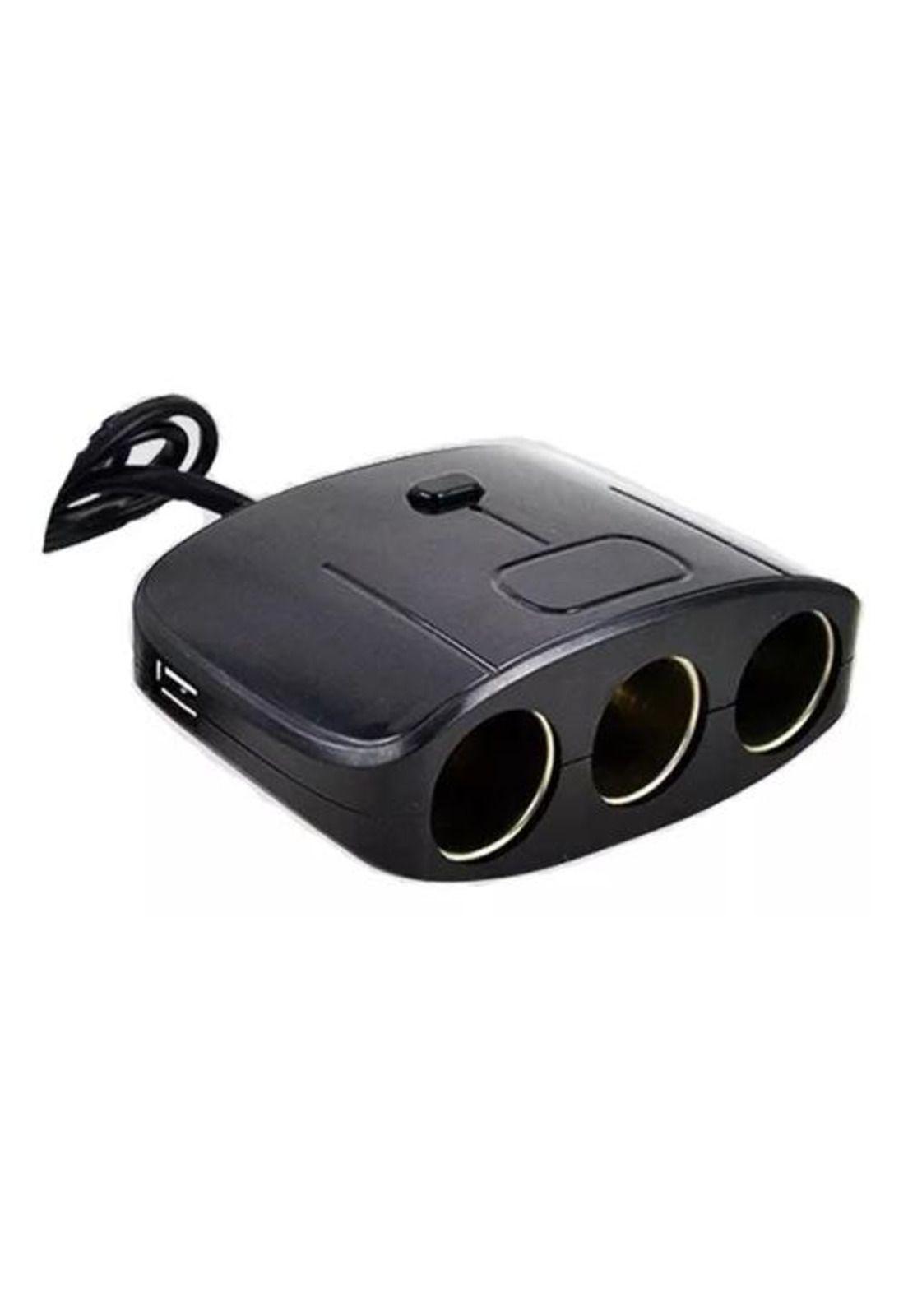 Adaptador para enchufe encendedor auto 1 a 3 + 2 USB cargador-0
