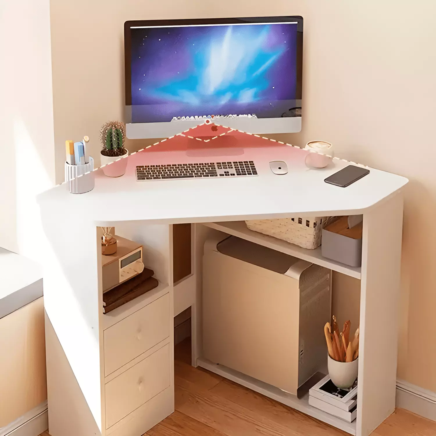 Escritorio esquinero 80x80cm chic home Blanco-1