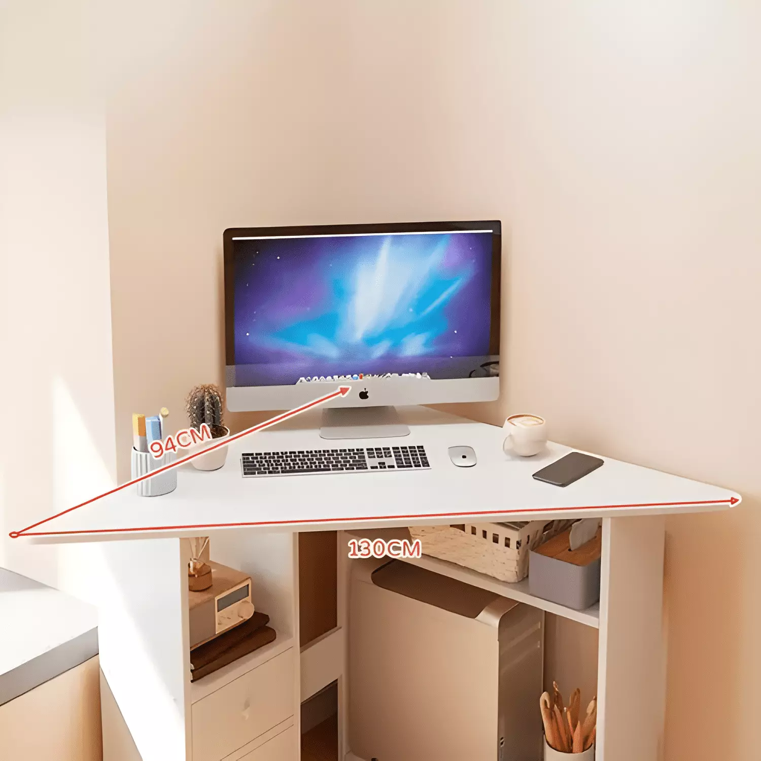 Escritorio esquinero 80x80cm chic home Blanco-3