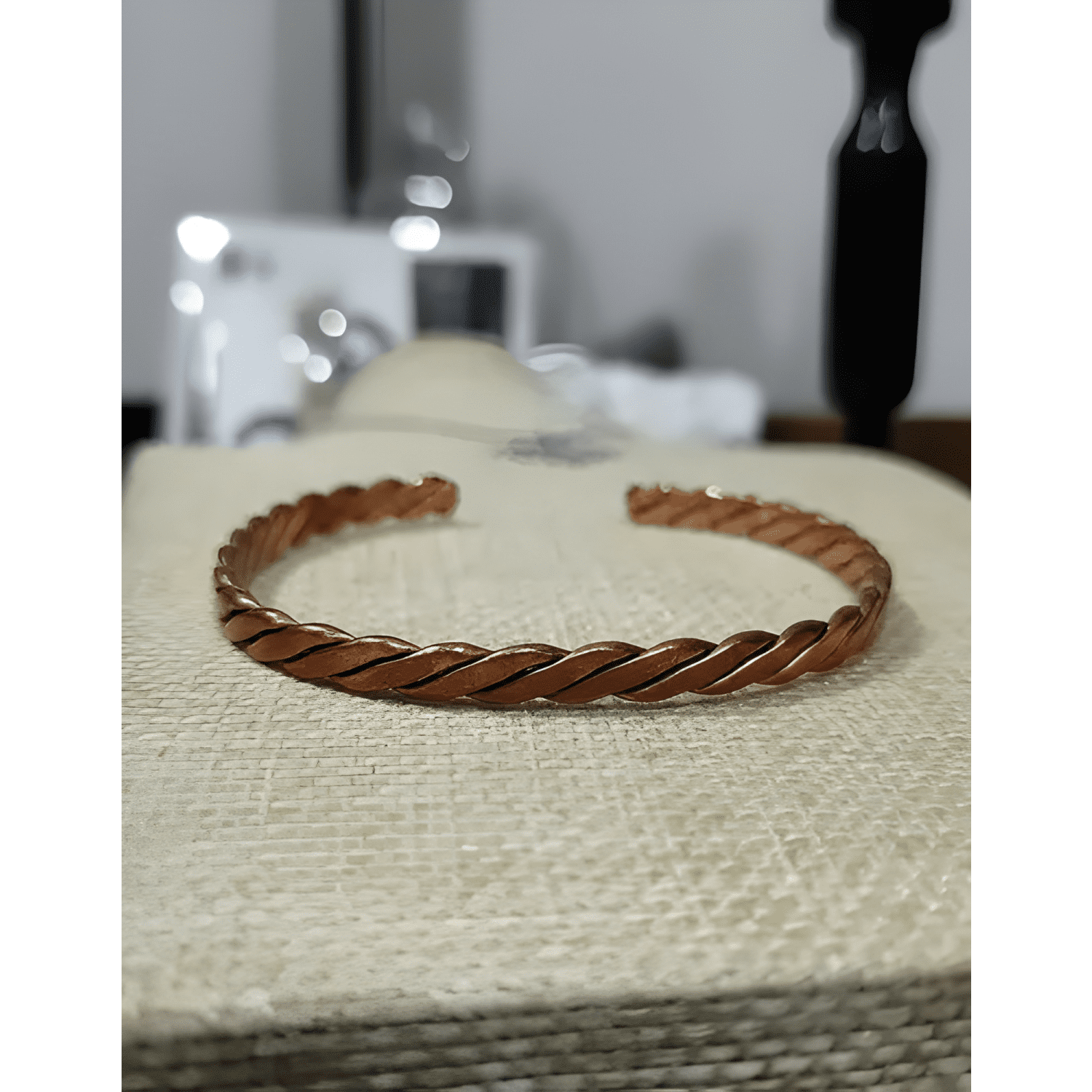 Pulsera de cobre puro trenzada terapéutica artesanal ajusta-1