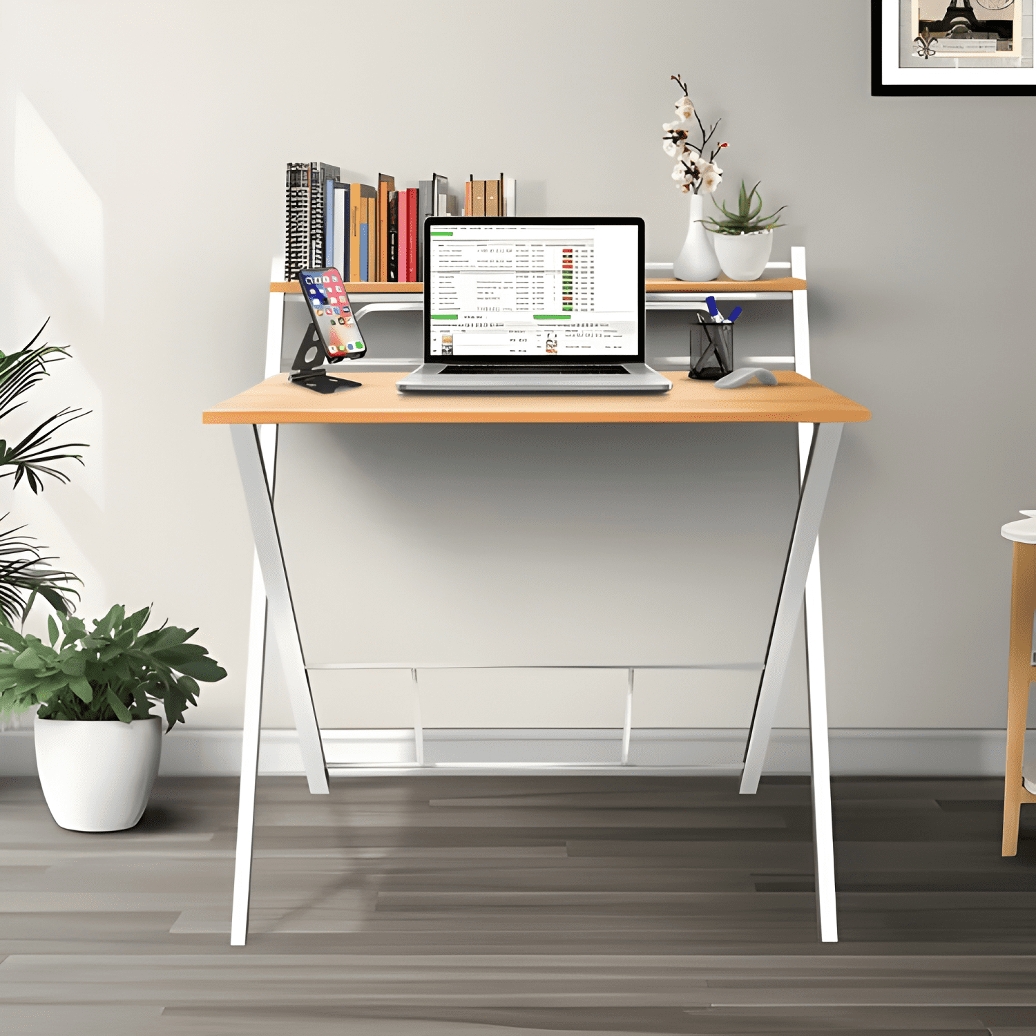 Escritorio plegable relan tripoli compacto simil Blanco-0