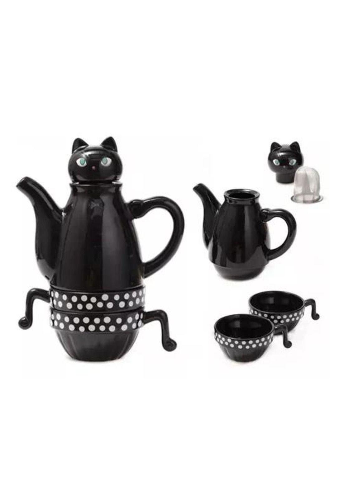Set de Tetera Gato - Infusor + 2 Tazas Mug, Diseño Gato-1