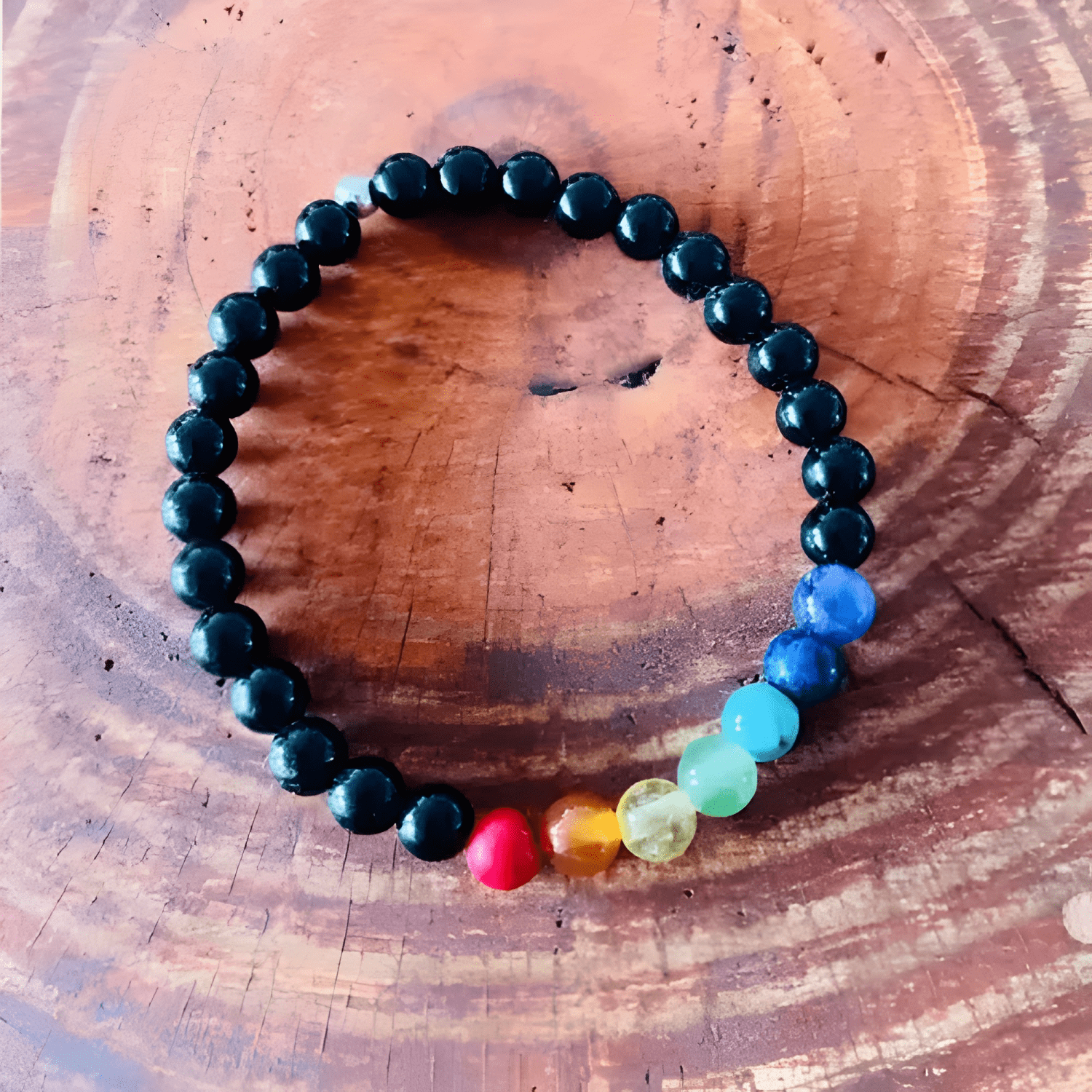 Pulsera elastica 7 chakras cuarzo piedras energía-2