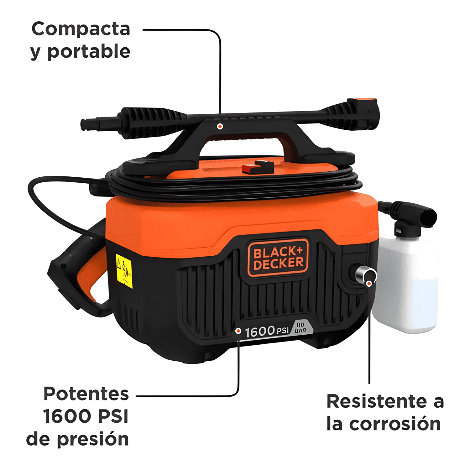 Hidrolavadora eléctrica Black+Decker BEPW1600H-B2C Negro-2