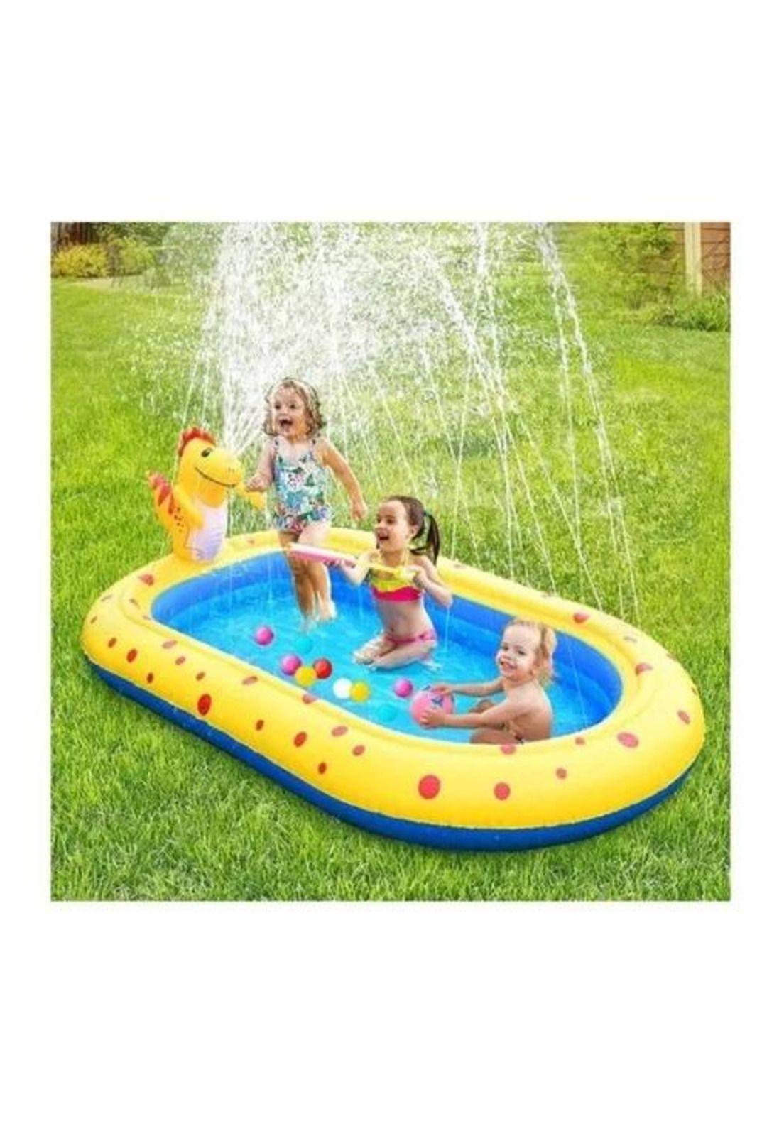 Piscina inflable 170x110x45 cm dino delfín lanza chorro agua-2