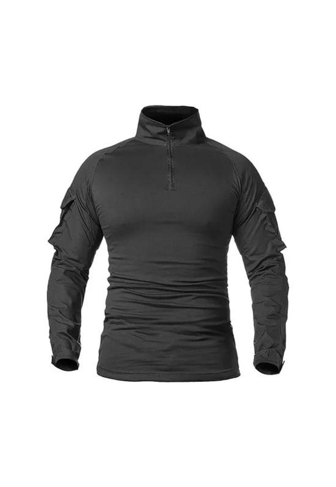 Polera Táctica Combat Shirt Militar Airsoft, Color Negro, Talla 2XL-1