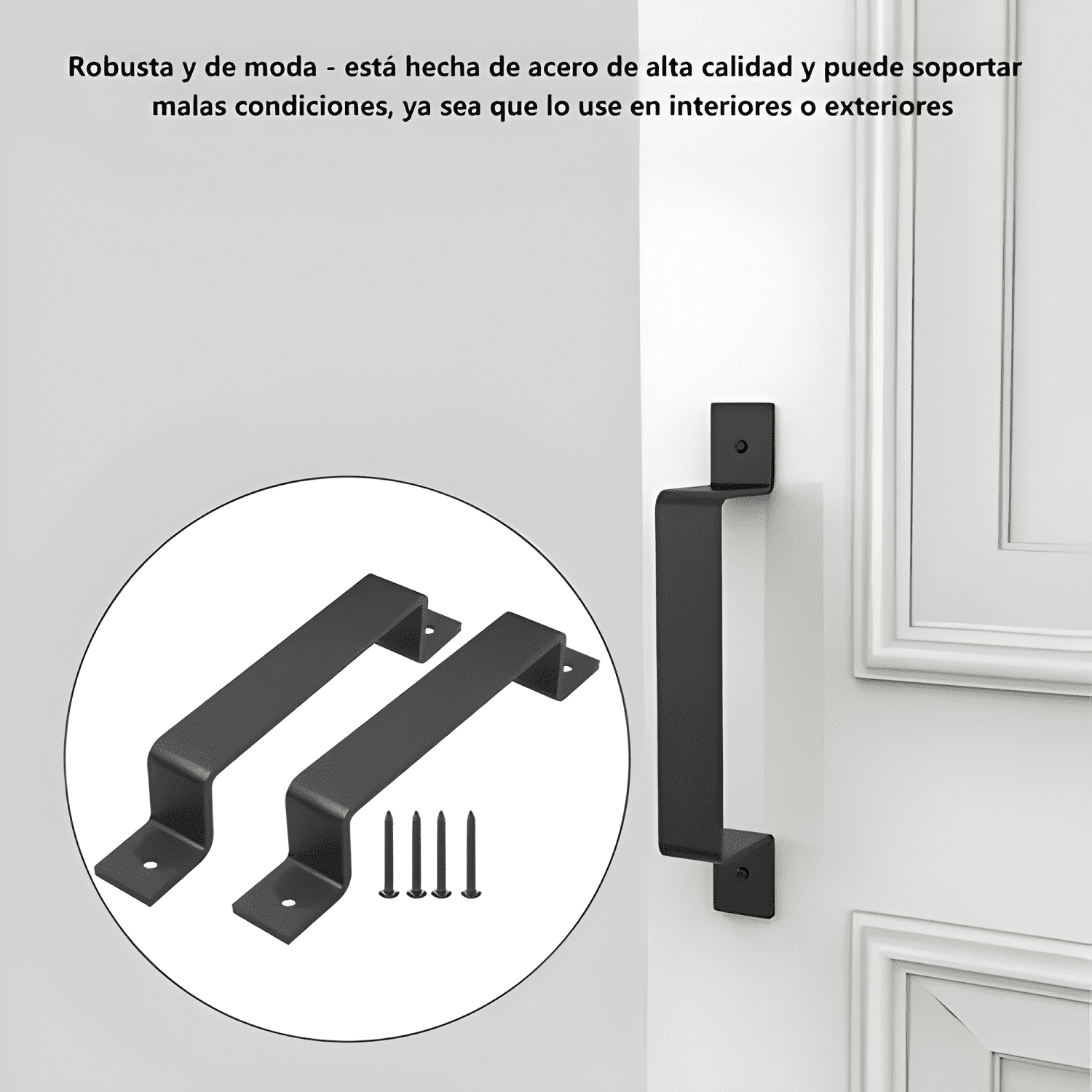 Manilla acero al carbono puerta granero 19 cm 2pz, negro-2