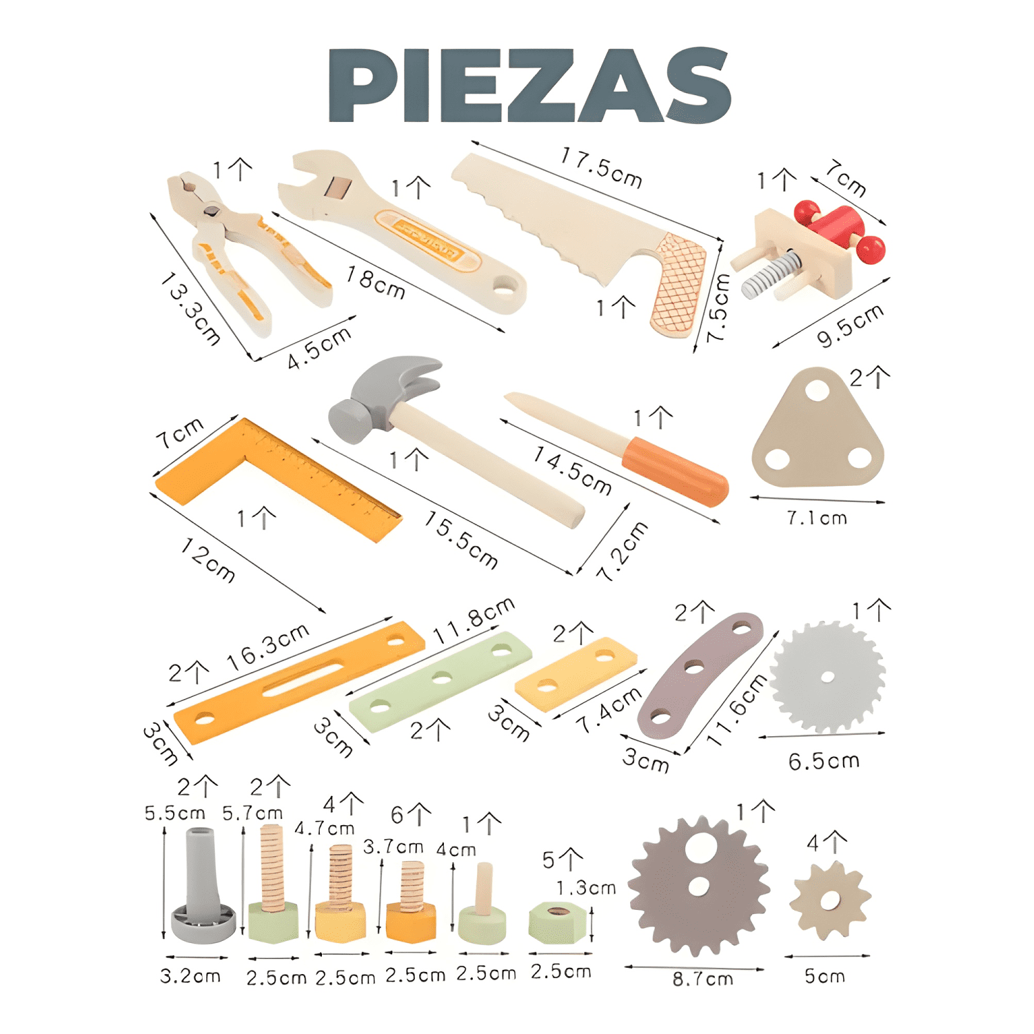 Set de herramientas de madera de construcción para niños #6-4