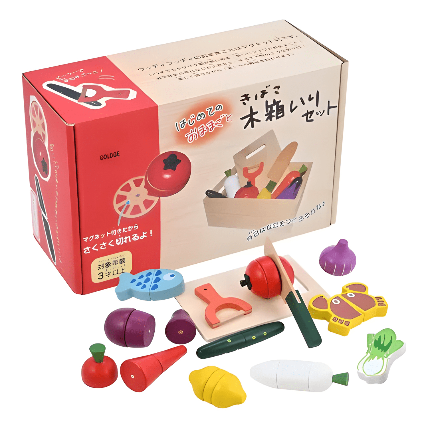 Juego didáctico de madera corta vegetales y frutas imán #2-0