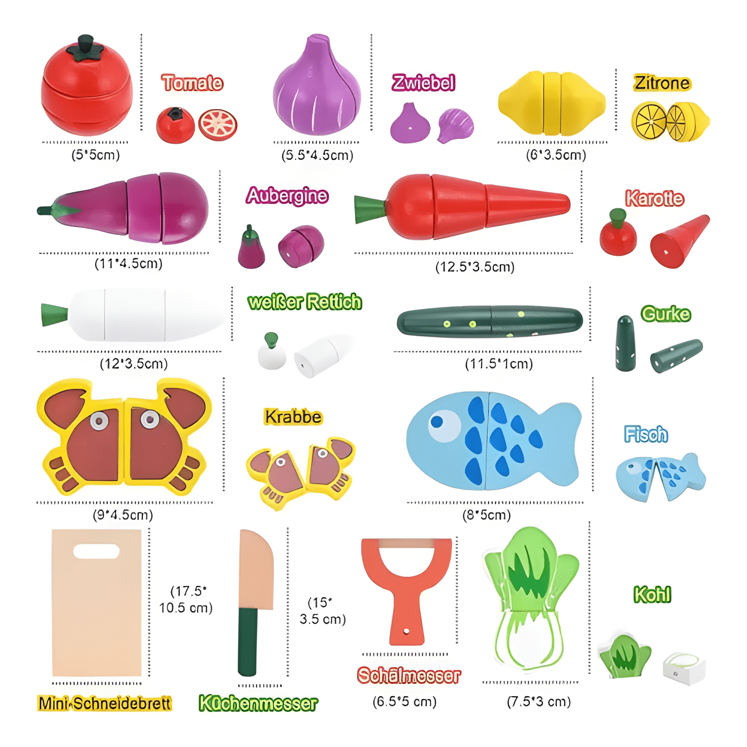 Juego didáctico de madera corta vegetales y frutas imán #2-3