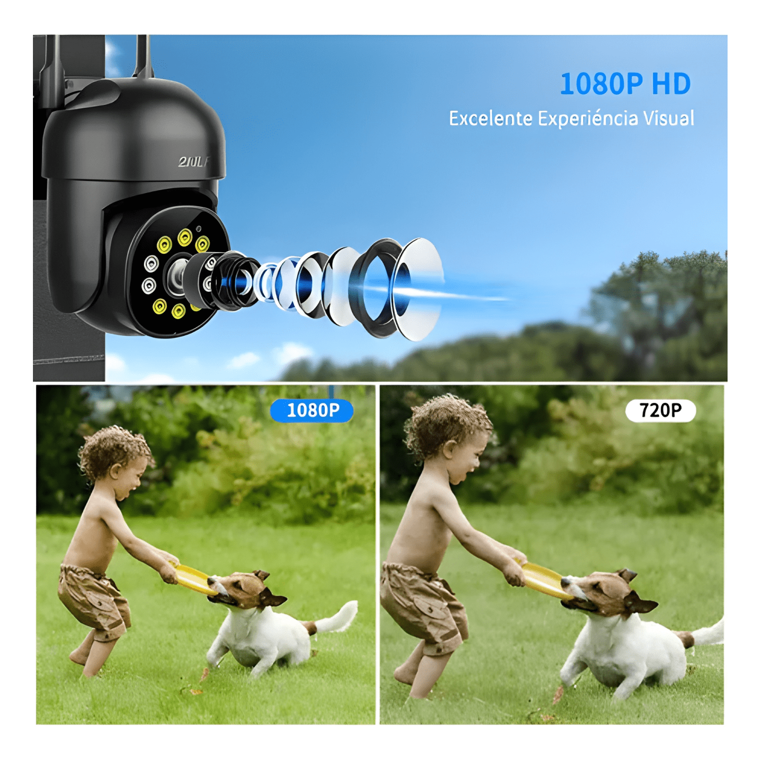 2nlf Cámara de Seguridad Exterior Wifi Ip 360° 1080p con Max-2