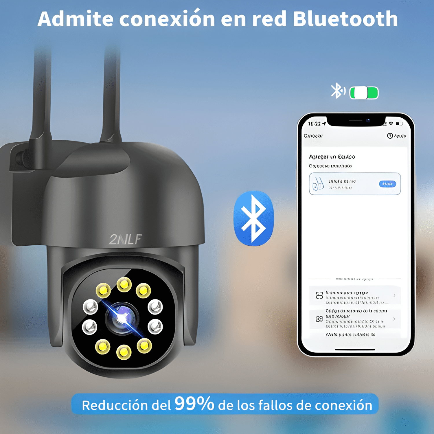 2nlf Cámara de Seguridad Exterior Wifi Ip 360° 1080p con Max-3