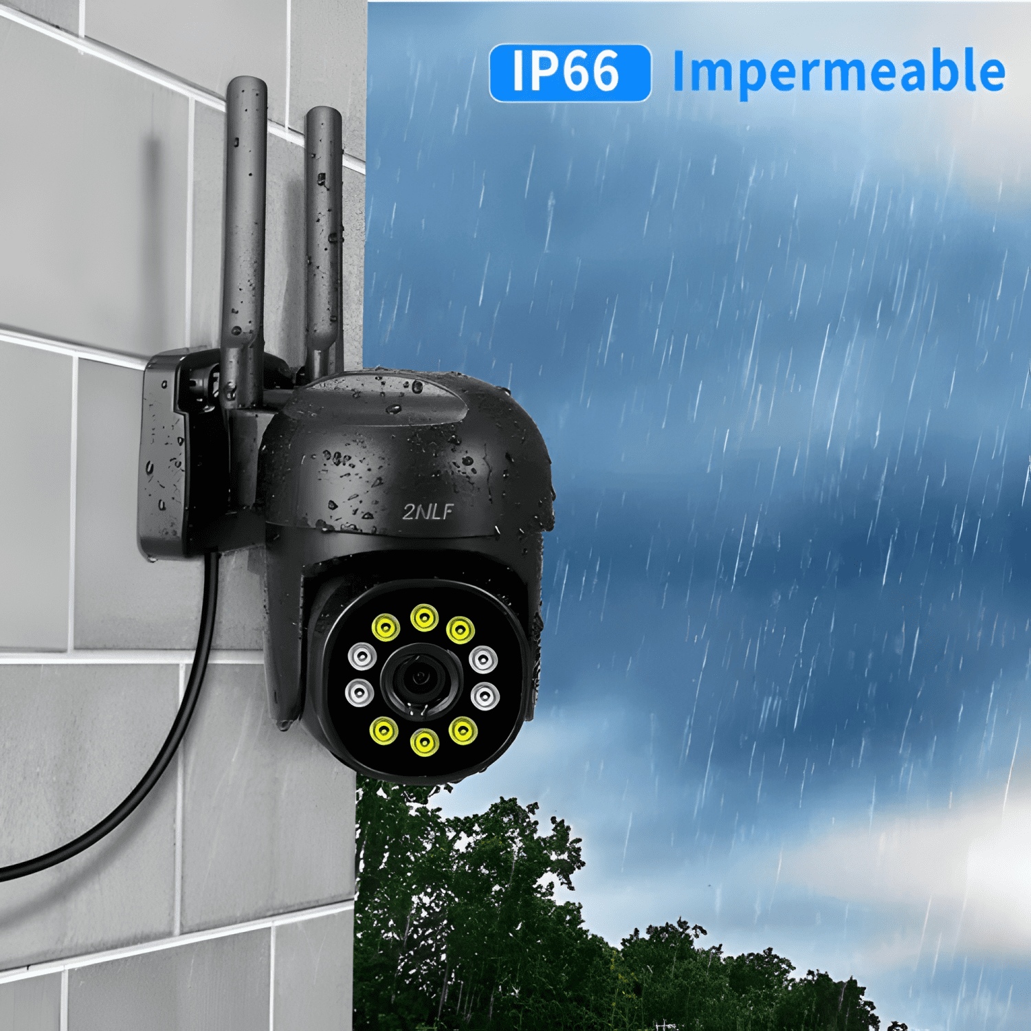 2nlf Cámara de Seguridad Exterior Wifi Ip 360° 1080p con Max-4