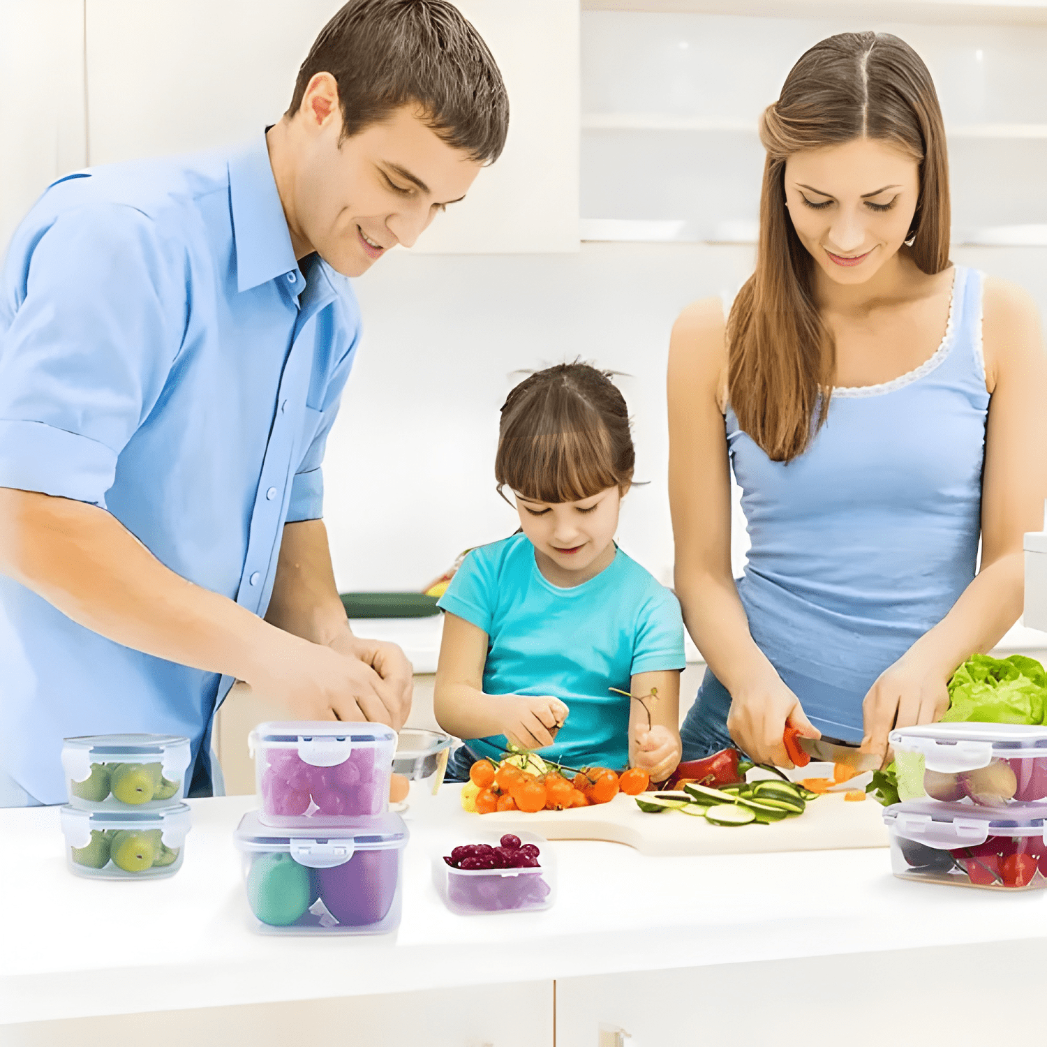 Taper hermético para comida y ensalada 12u, blanco #2-3
