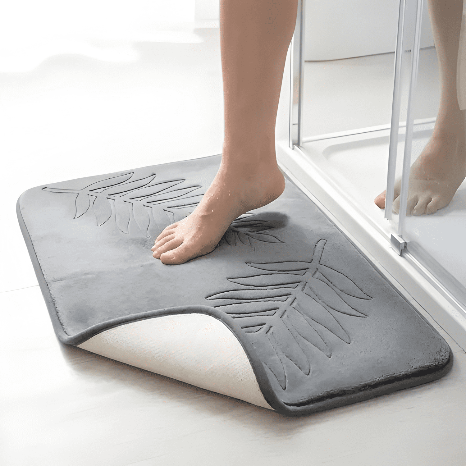 Alfombra De Baño Antideslizante Absorbente Piso Gris #2-3