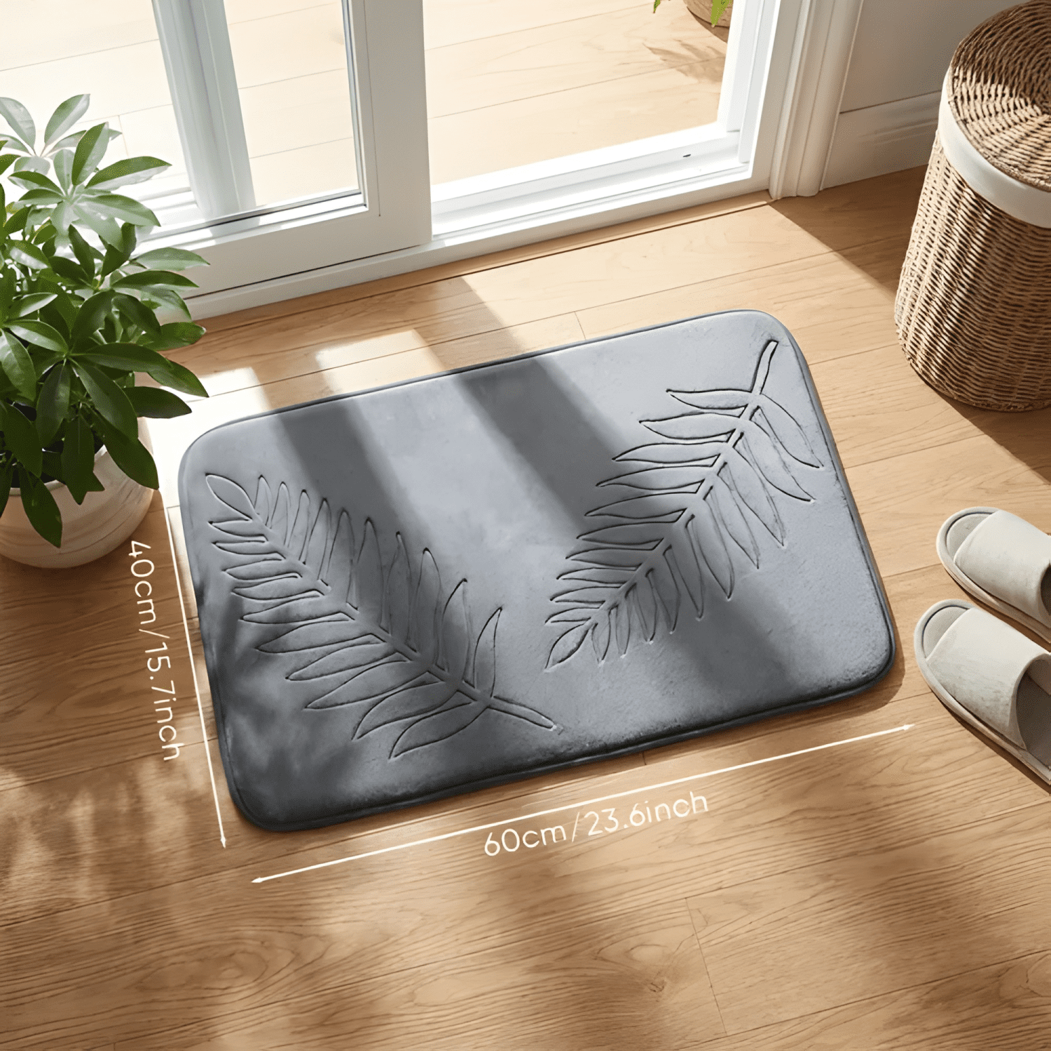 Alfombra De Baño Antideslizante Absorbente Piso Gris #2-4