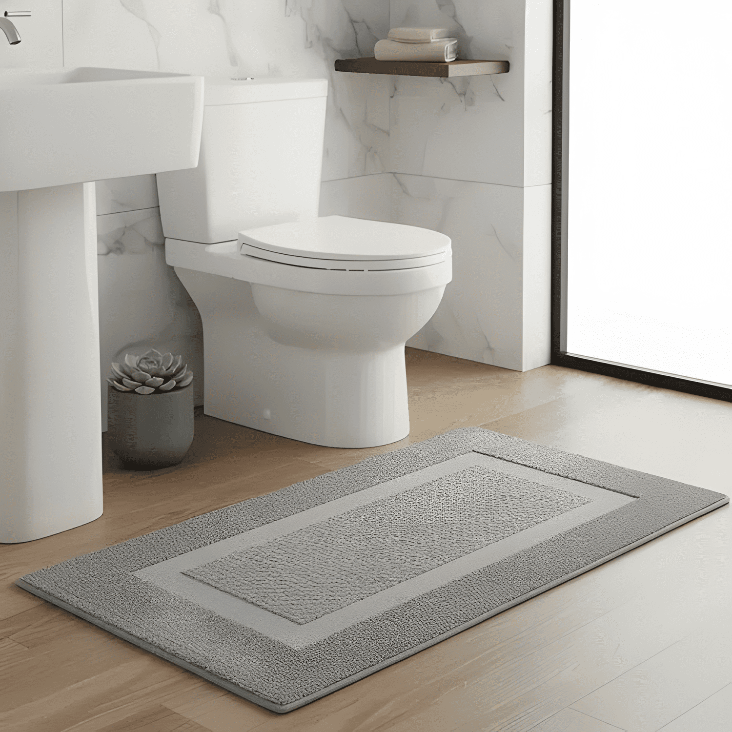 Alfombra De Baño Extrasuave 50x80 Cm Gris #1-2
