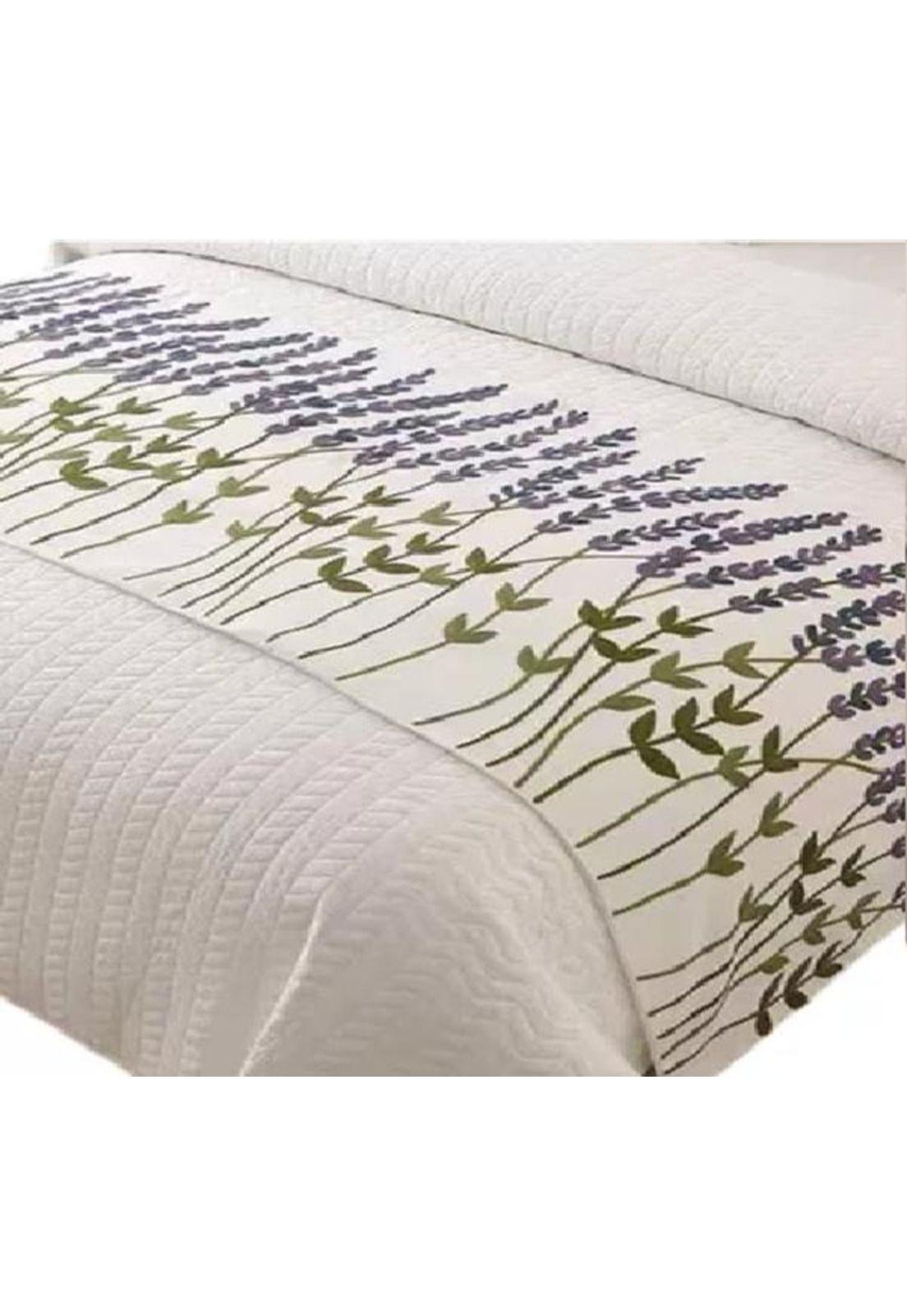 Piecera bordada para cama sin fundas de cojín diseño 3 color crema-0